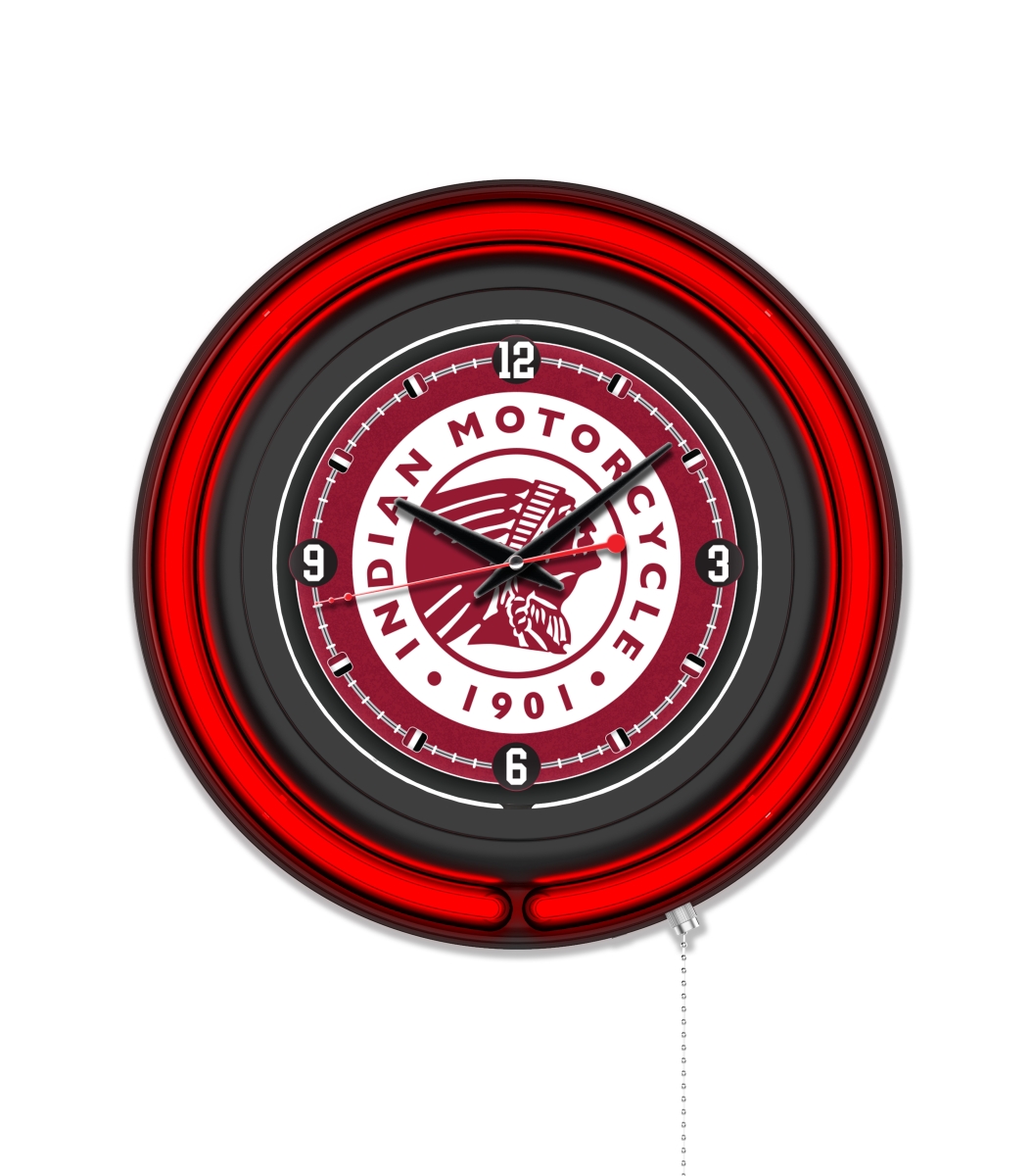 Clk15BKIndn-HD 15 in. Dia. Indian Motorcycle Double Neon Wall Clock, Black