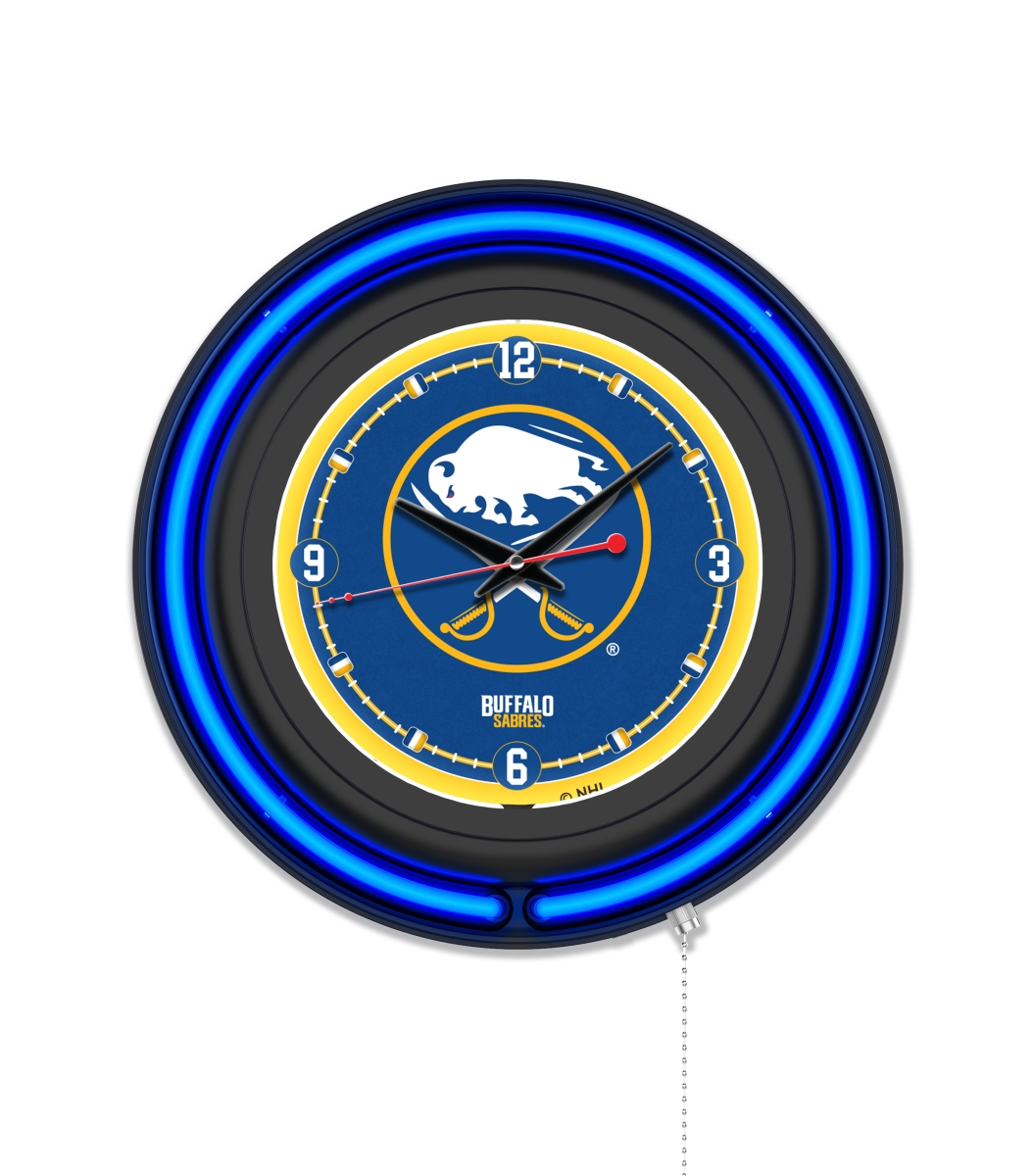 Clk15BKBufSab NHL 15 in. Dia. Buffalo Sabres Double Neon Wall Clock, Black