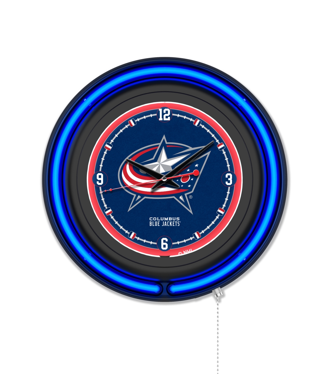 Clk15BKColBlu NHL 15 in. Dia. Columbus Jackets Double Neon Wall Clock, Black & Blue