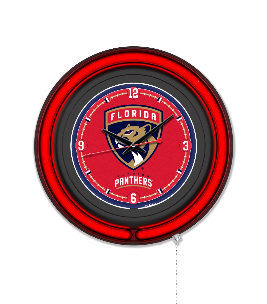 Clk15BKFlaPan NHL 15 in. Dia. Florida Panthers Double Neon Wall Clock, Black