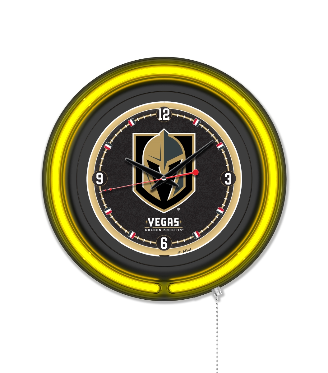 Clk15BKLVGdKn NHL 15 in. Dia. Vegas Golden Knights Double Neon Wall Clock, Black
