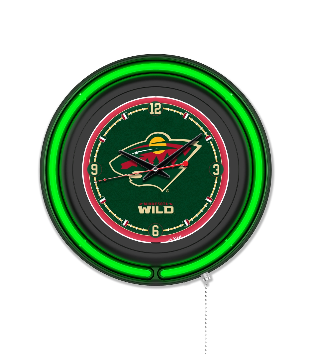 Clk15BKMinWld NHL 15 in. Dia. Minnesota Wild Double Neon Wall Clock, Black