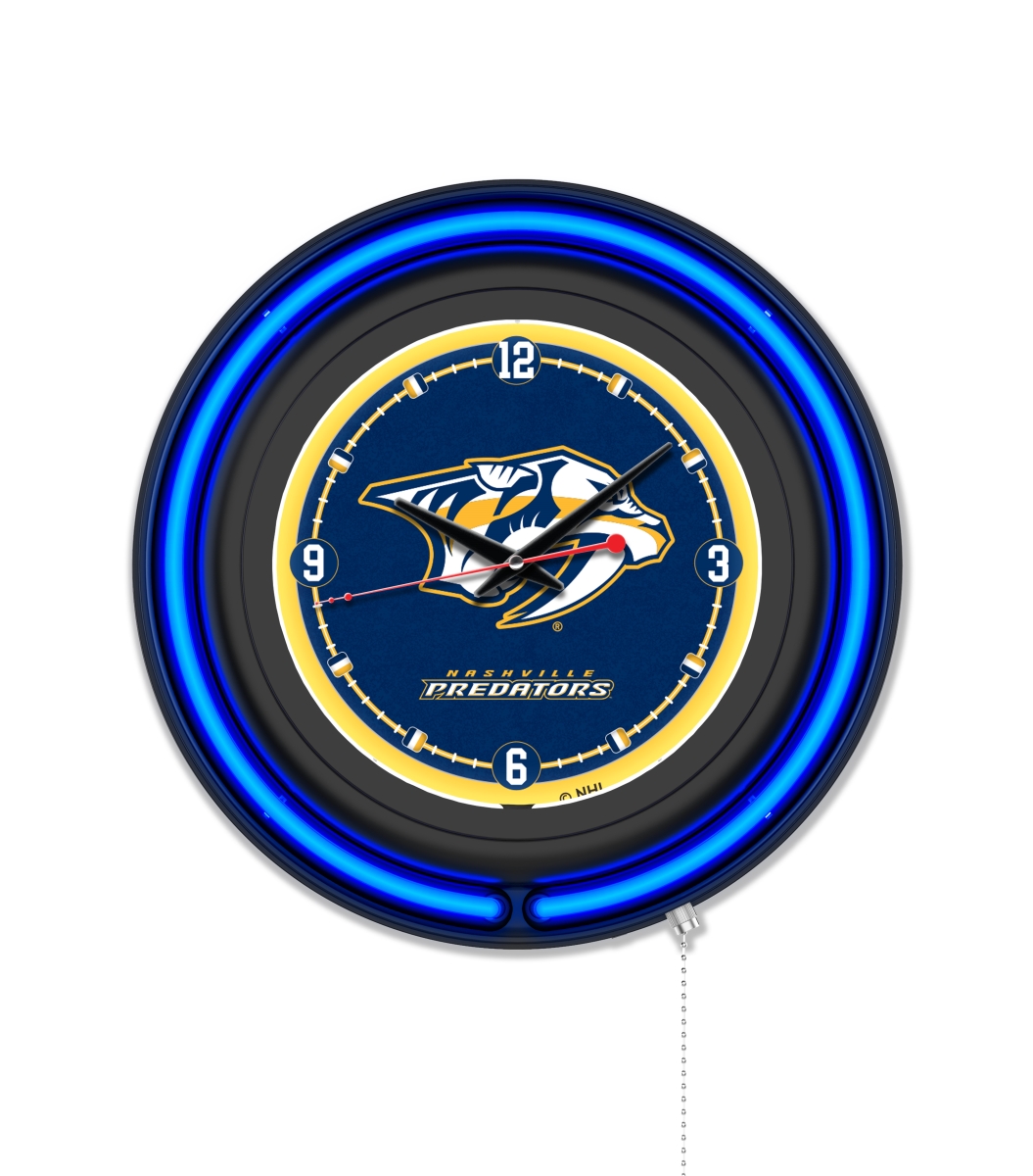 Clk15BKNshPre NHL 15 in. Dia. Nashville Predators Double Neon Wall Clock, Black