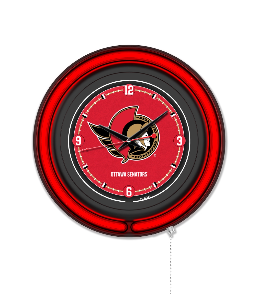 Clk15BKOttSen NHL 15 in. Dia. Ottawa Senators Double Neon Wall Clock, Black