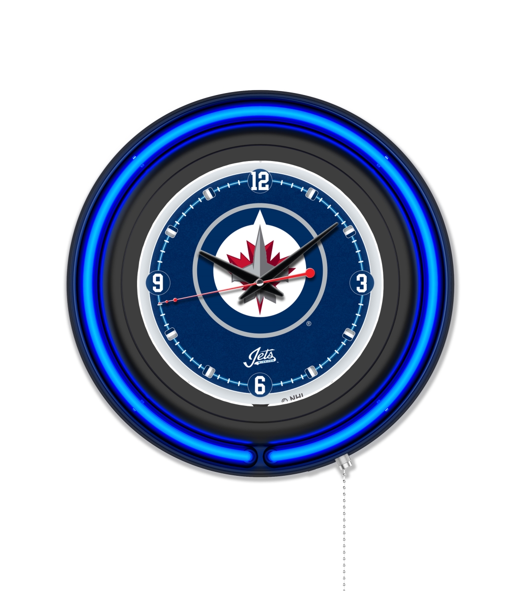 Clk15BKWinJet NHL 15 in. Dia. Winnipeg Jets Double Neon Wall Clock, Black
