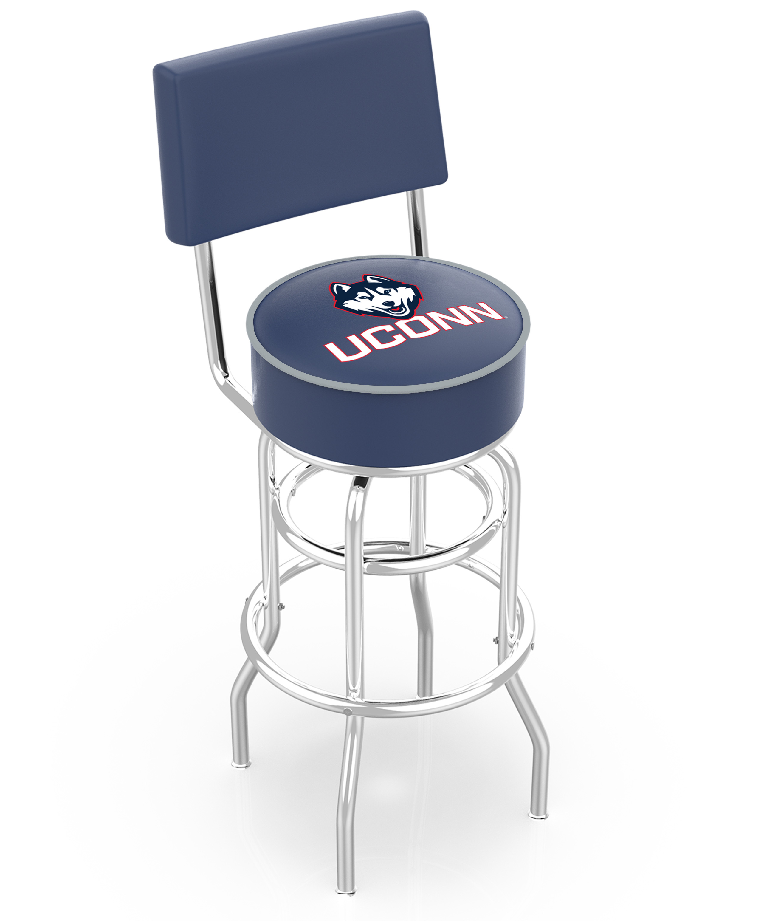 30" L7C4 - Chrome Double Ring Connecticut Swivel Bar Stool with a Back by  Company