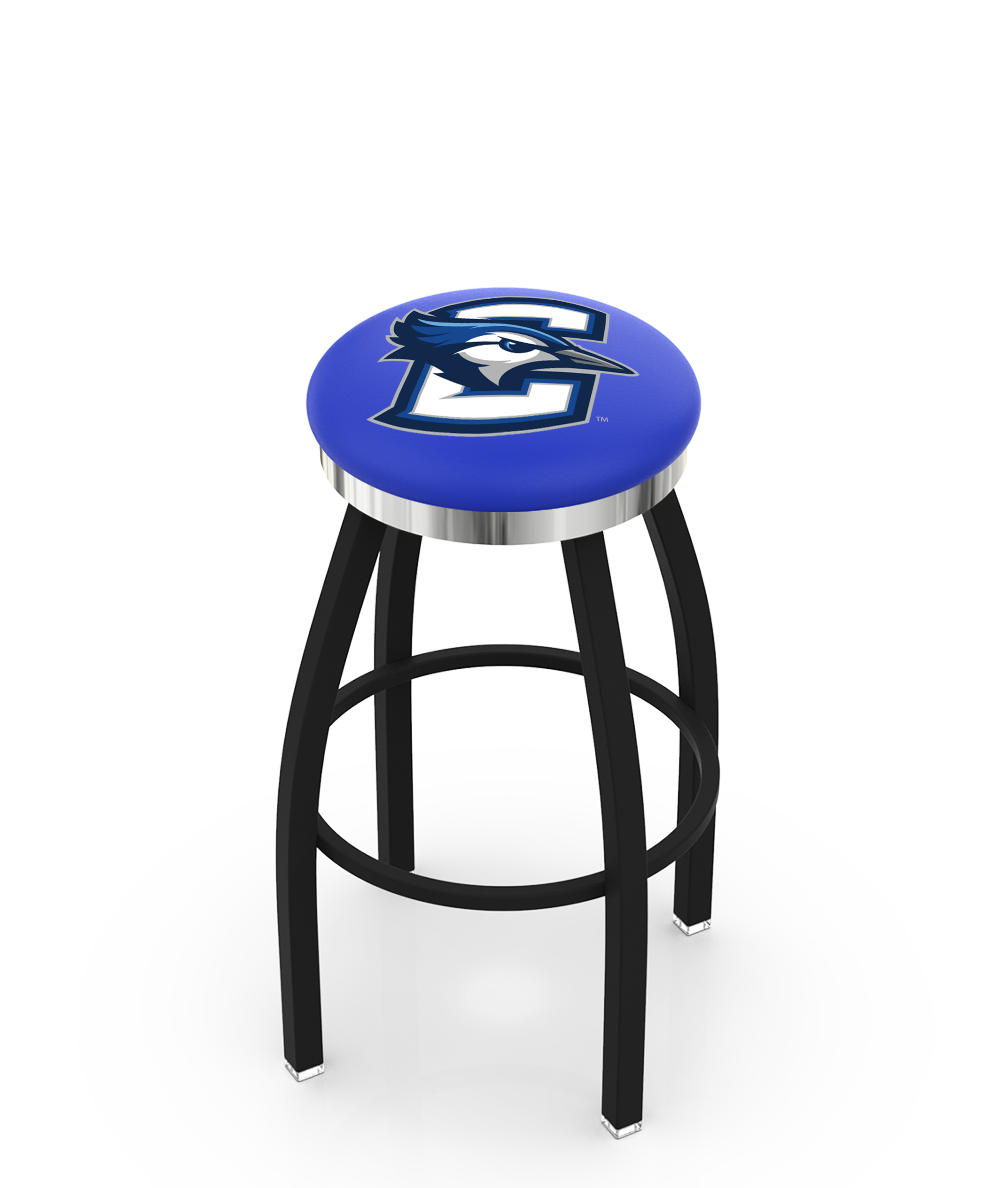 30" L8B2C - Black Wrinkle Creighton Swivel Bar Stool with Chrome Accent Ring by  Company