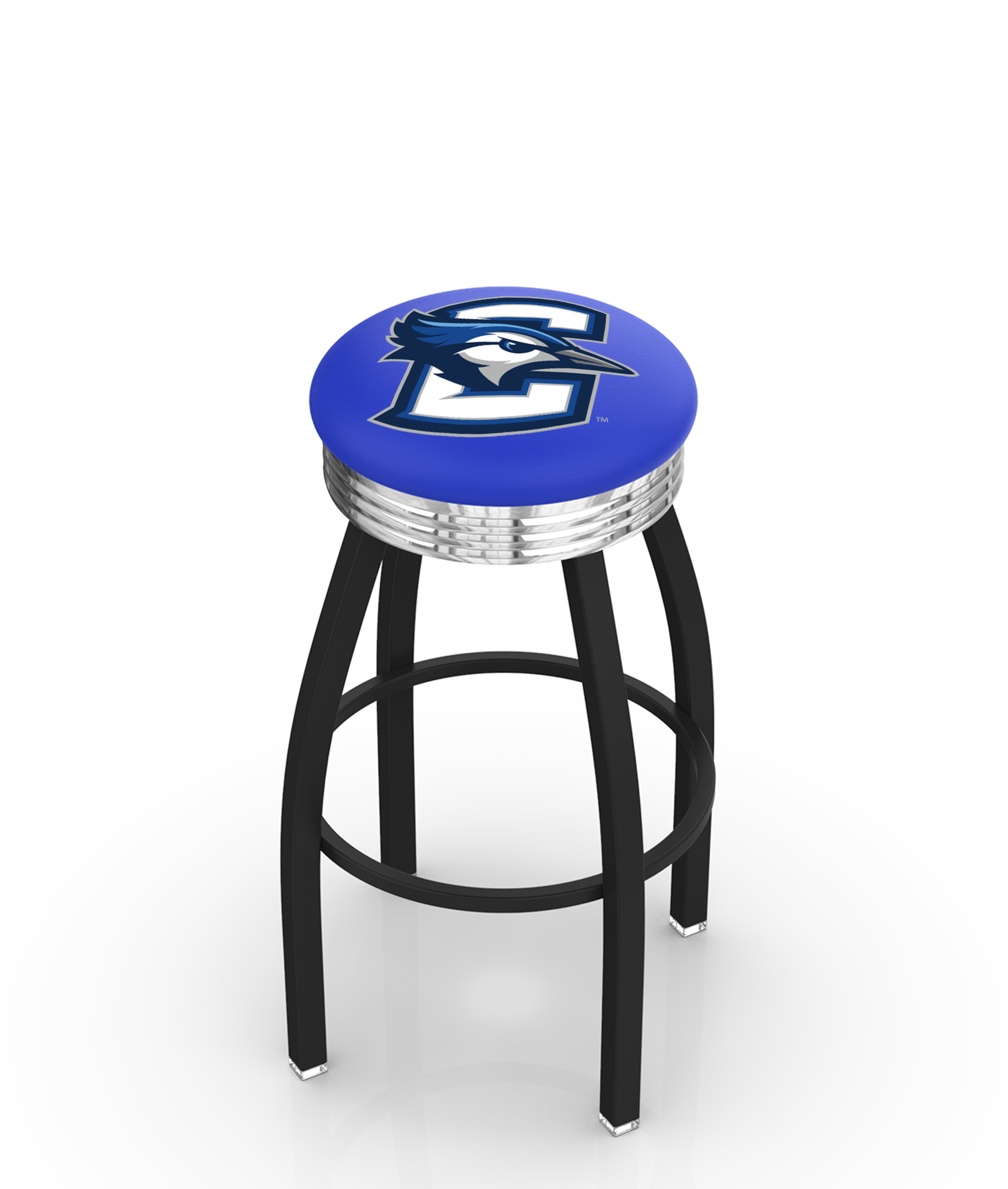 25" L8B3C - Black Wrinkle Creighton Swivel Bar Stool with Chrome 2.5" Ribbed Accent Ring by  Company