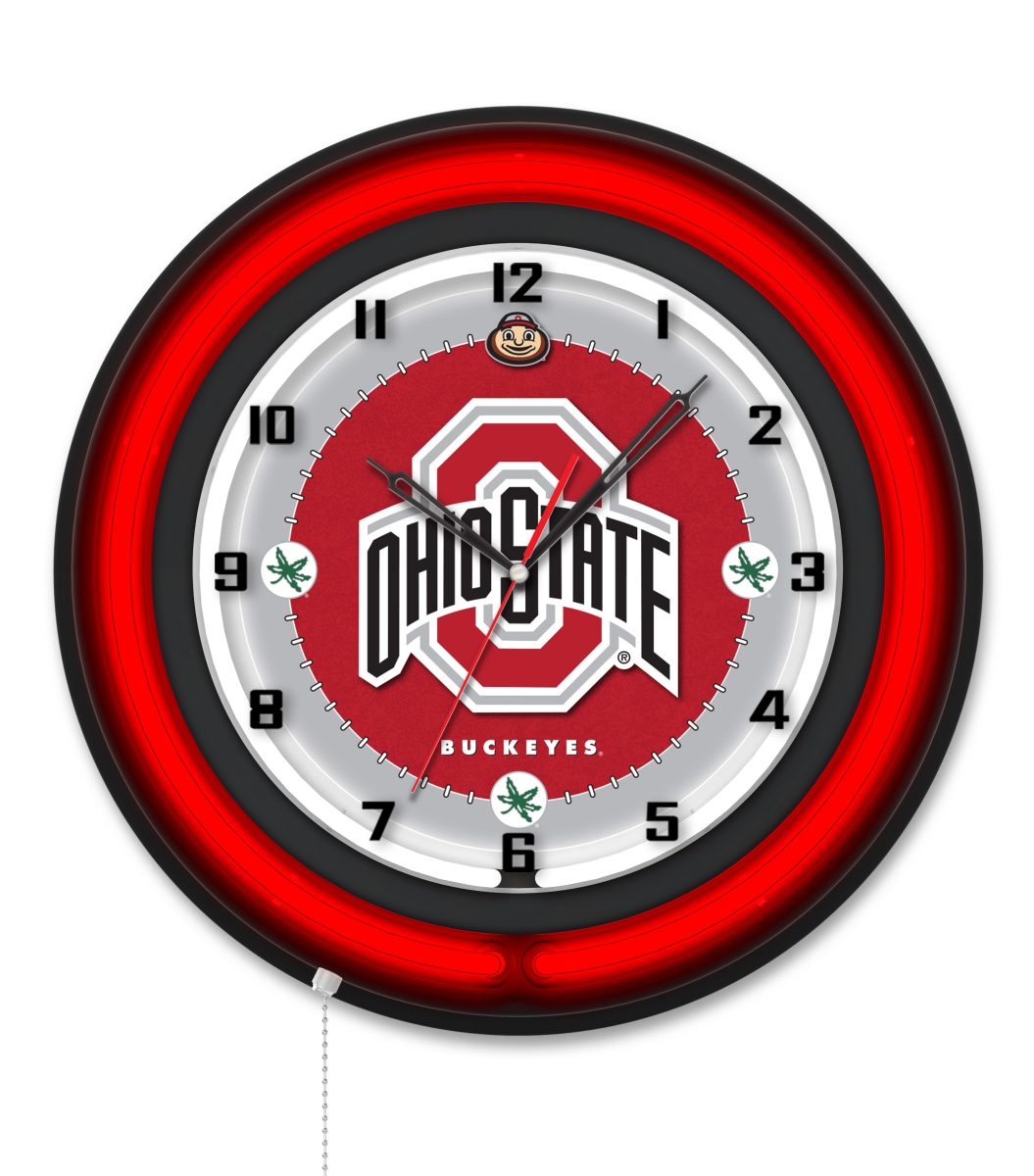 Clk19BKOhioSt NCAA 19 in. Dia. Ohio State University Double Neon Wall Clock, Black