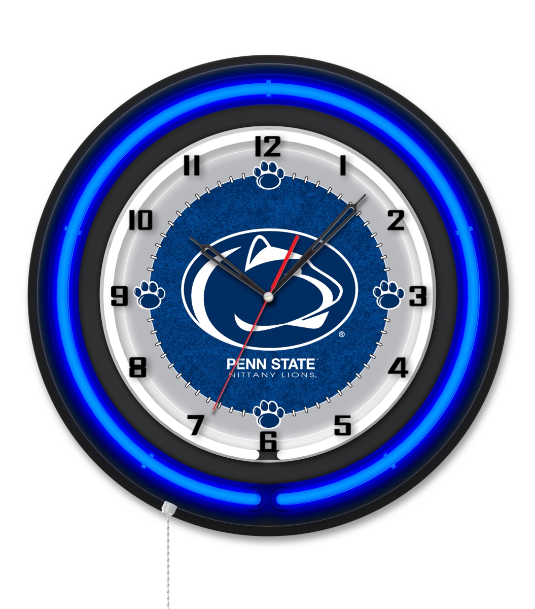 Clk19BKPennSt NCAA 19 in. Dia. Pennsylvania State University Double Neon Wall Clock, Black