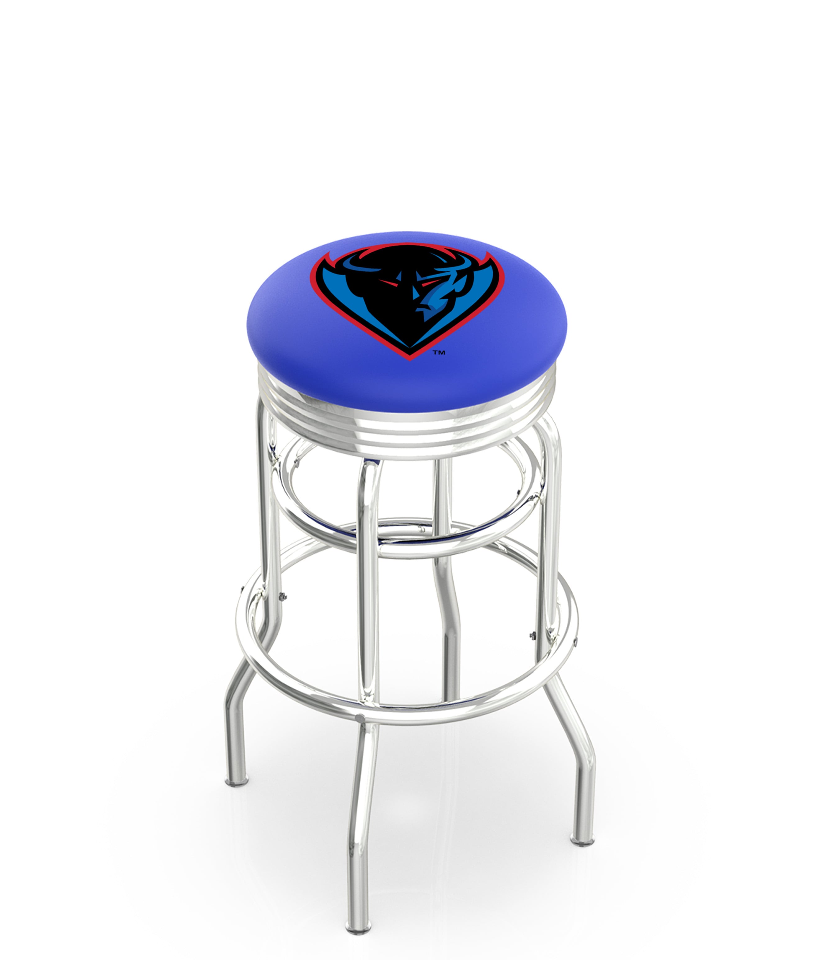 25" L7C3C - Chrome Double Ring DePaul Swivel Bar Stool with 2.5" Ribbed Accent Ring by  Company