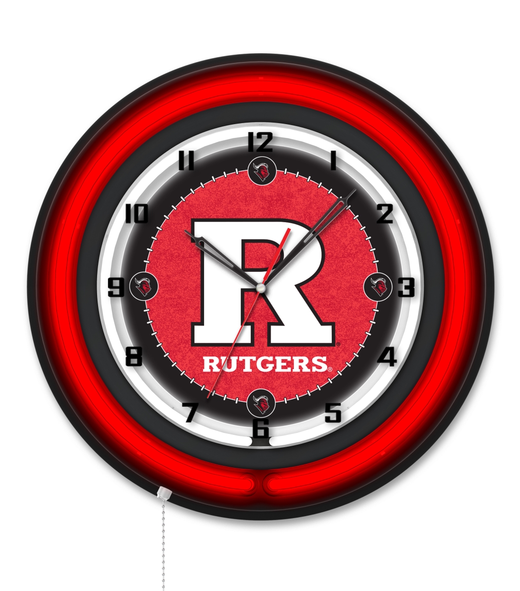 Clk19BKRutger NCAA 19 in. Dia. Rutgers Double Neon Wall Clock, Black