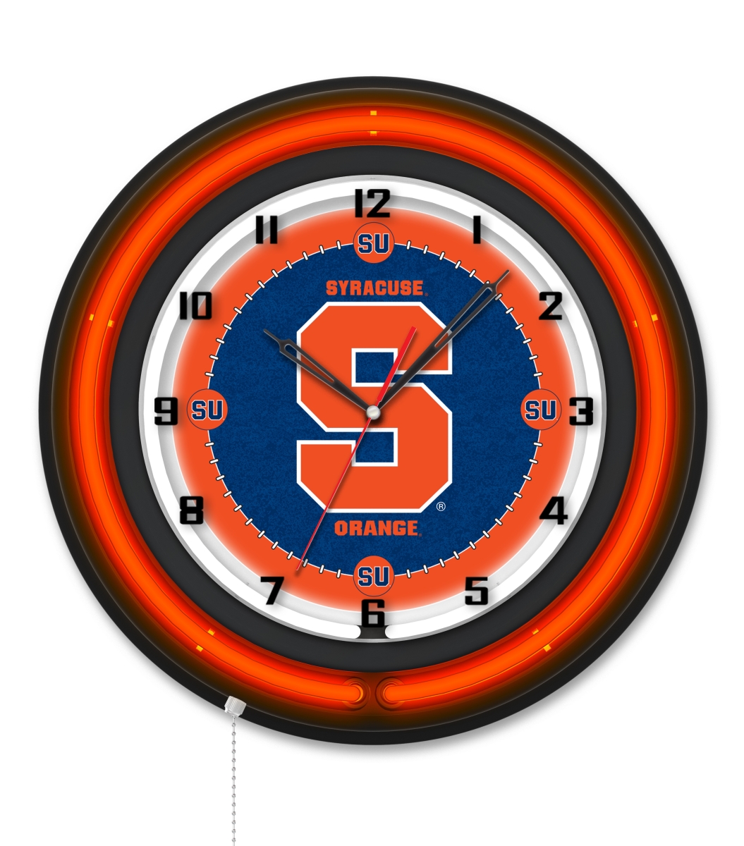 Clk19BKSyrcse NCAA 19 in. Dia. Syracuse University Double Neon Wall Clock, Black