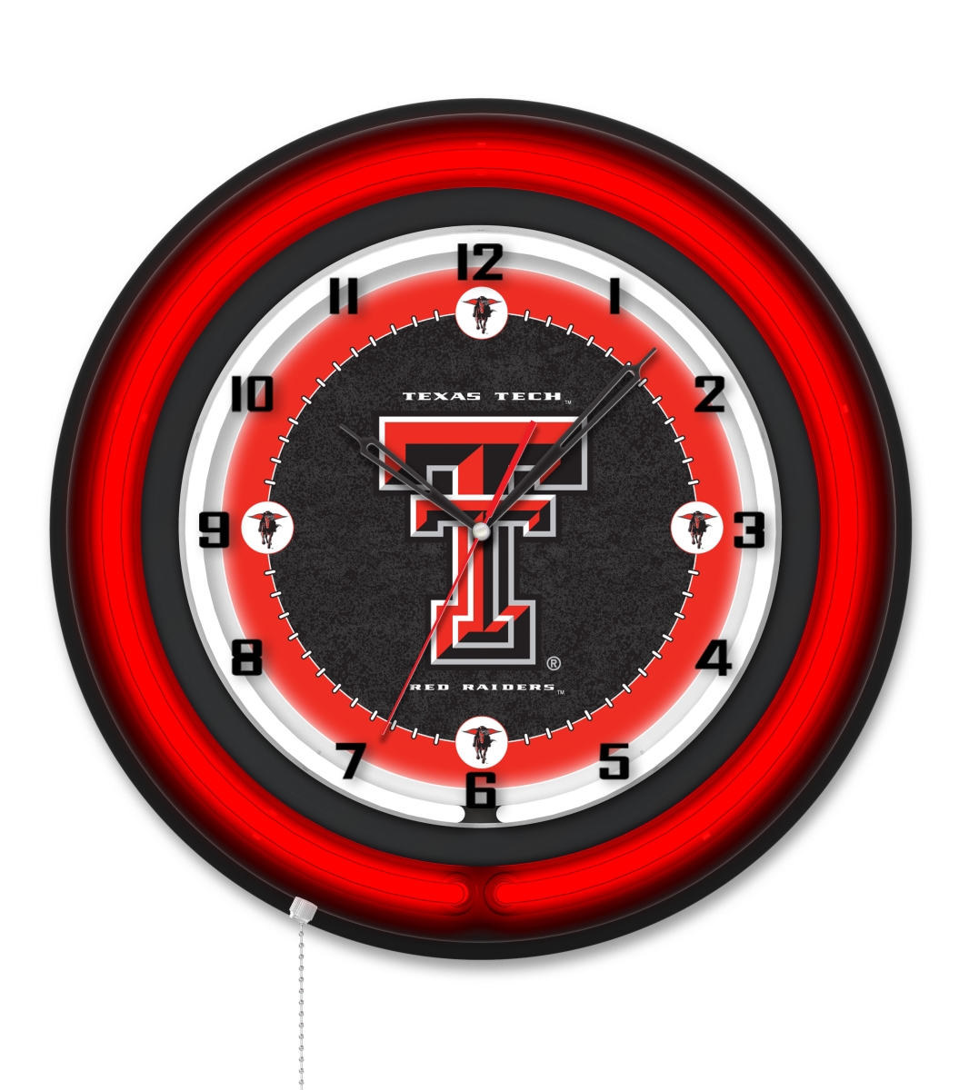 Clk19BKTXTech NCAA 19 in. Dia. Texas Tech University Double Neon Wall Clock, Black
