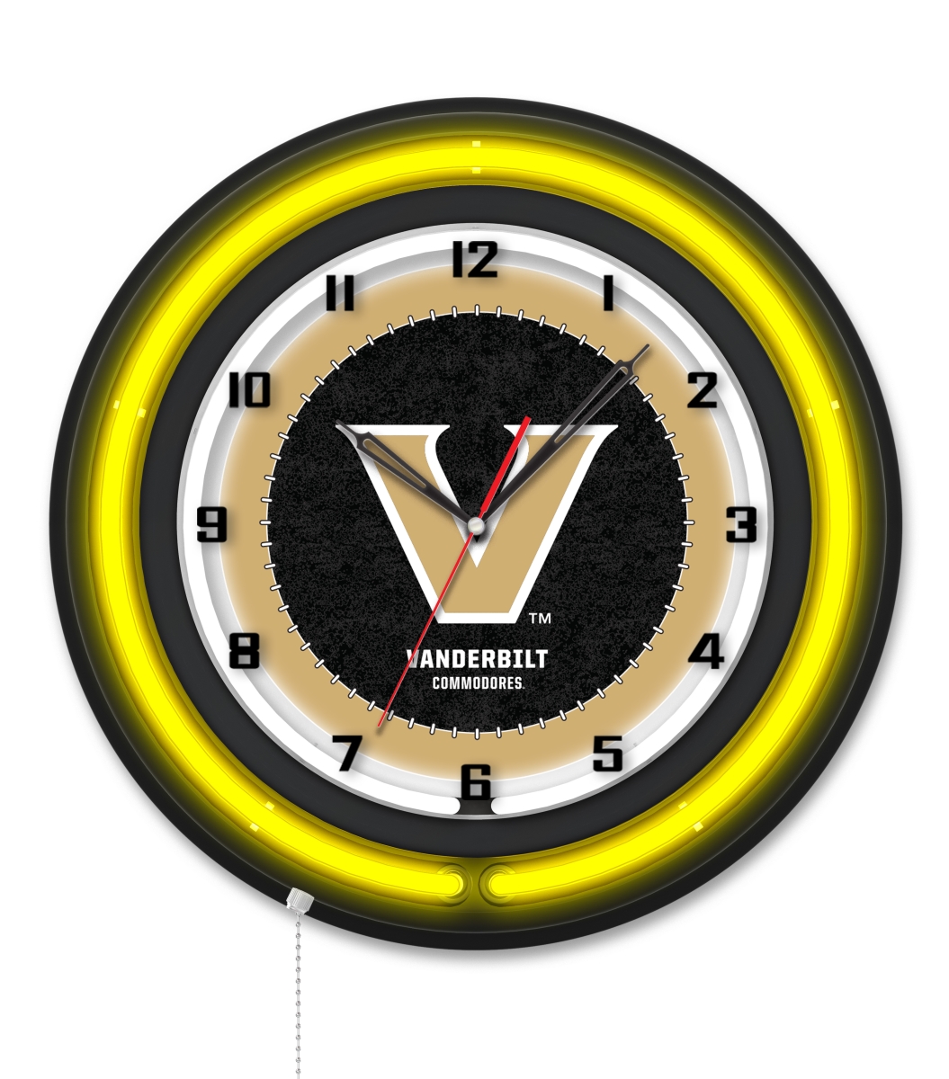 Clk19BKVander NCAA 19 in. Dia. Vanderbilt University Double Neon Wall Clock, Black