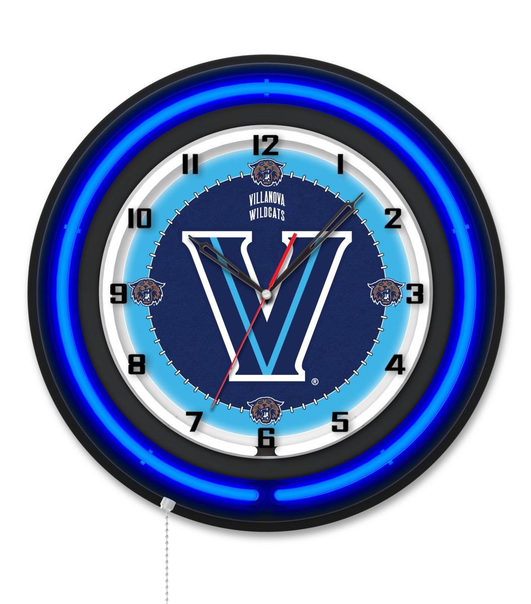 Clk19BKVilnva NCAA 19 in. Dia. Villanova University Double Neon Wall Clock, Black