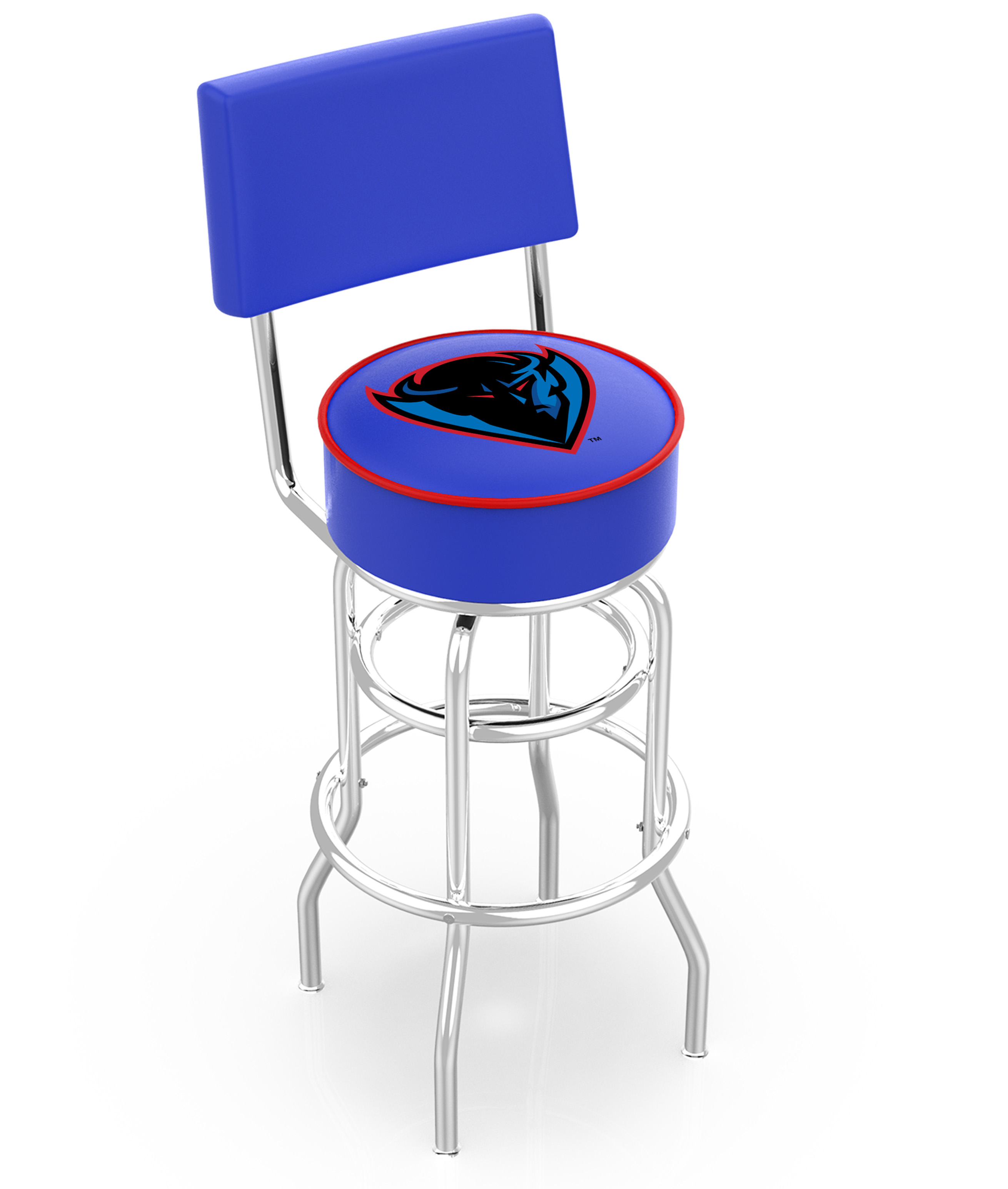 L7C430DePaul 30 in. Chrome Double Ring DePaul Swivel Bar Stool With a Back