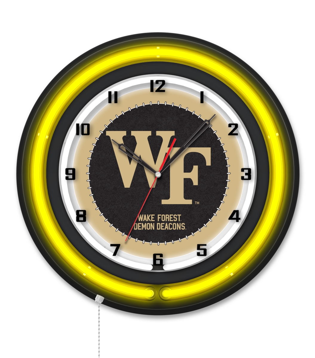 Clk19BKWakeFr NCAA 19 in. Dia. Wake Forest University Double Neon Wall Clock, Black