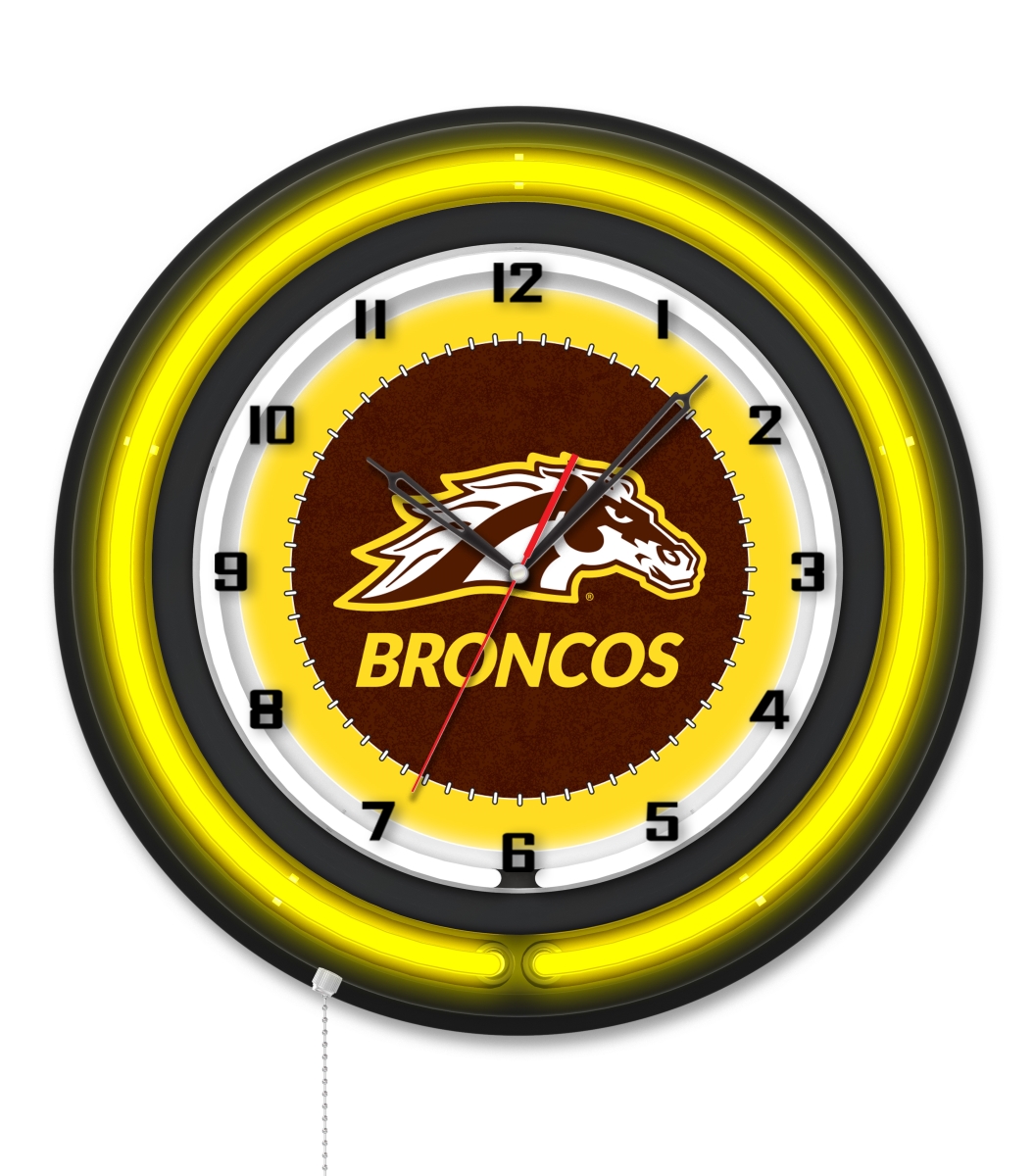 Clk19BKWestMI NCAA 19 in. Dia. Western Michigan University Double Neon Wall Clock, Black
