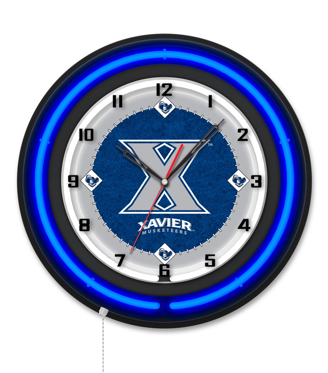 Clk19BKXavier NCAA 19 in. Dia. Xavier Double Neon Wall Clock, Black