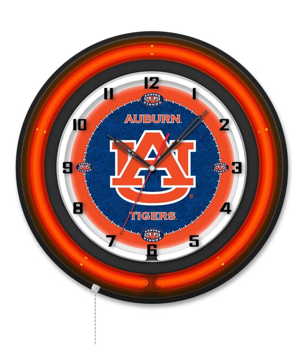 Clk19BKAuburn NCAA 19 in. Dia. Auburn University Double Neon Wall Clock, Black