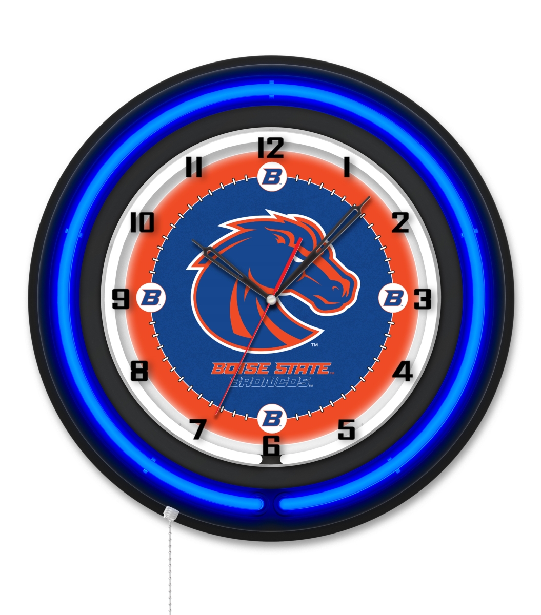 Clk19BKBoiseS NCAA 19 in. Dia. Boise State University Double Neon Wall Clock, Black