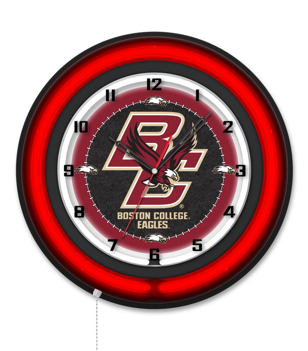 Clk19BKBostnC NCAA 19 in. Dia. Boston College Double Neon Wall Clock, Black