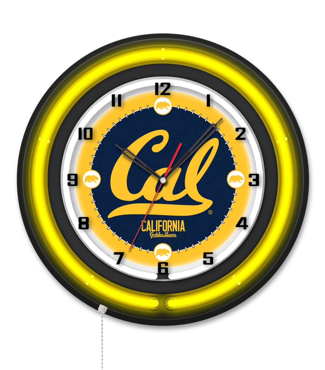 Clk19BKCal-Un NCAA 19 in. Dia. University of California Double Neon Wall Clock, Black