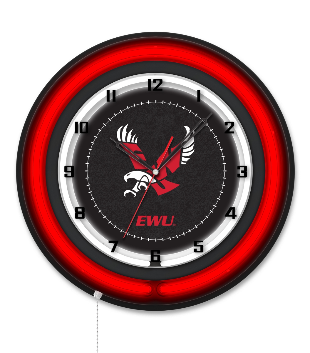 Clk19BKEastWA NCAA 19 in. Dia. Eastern Washington University Double Neon Wall Clock, Black