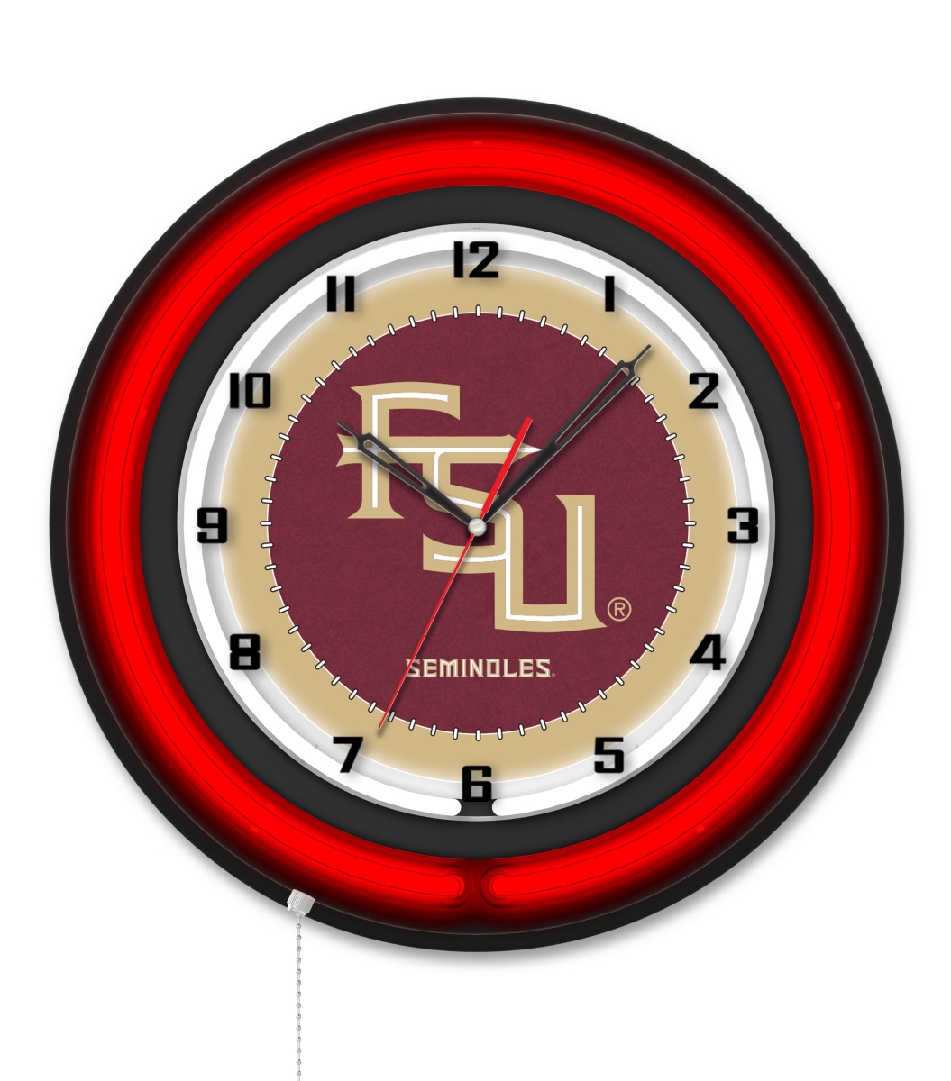Clk19BKFSU-FS NCAA 19 in. Dia. Florida State Script Double Neon Wall Clock, Black