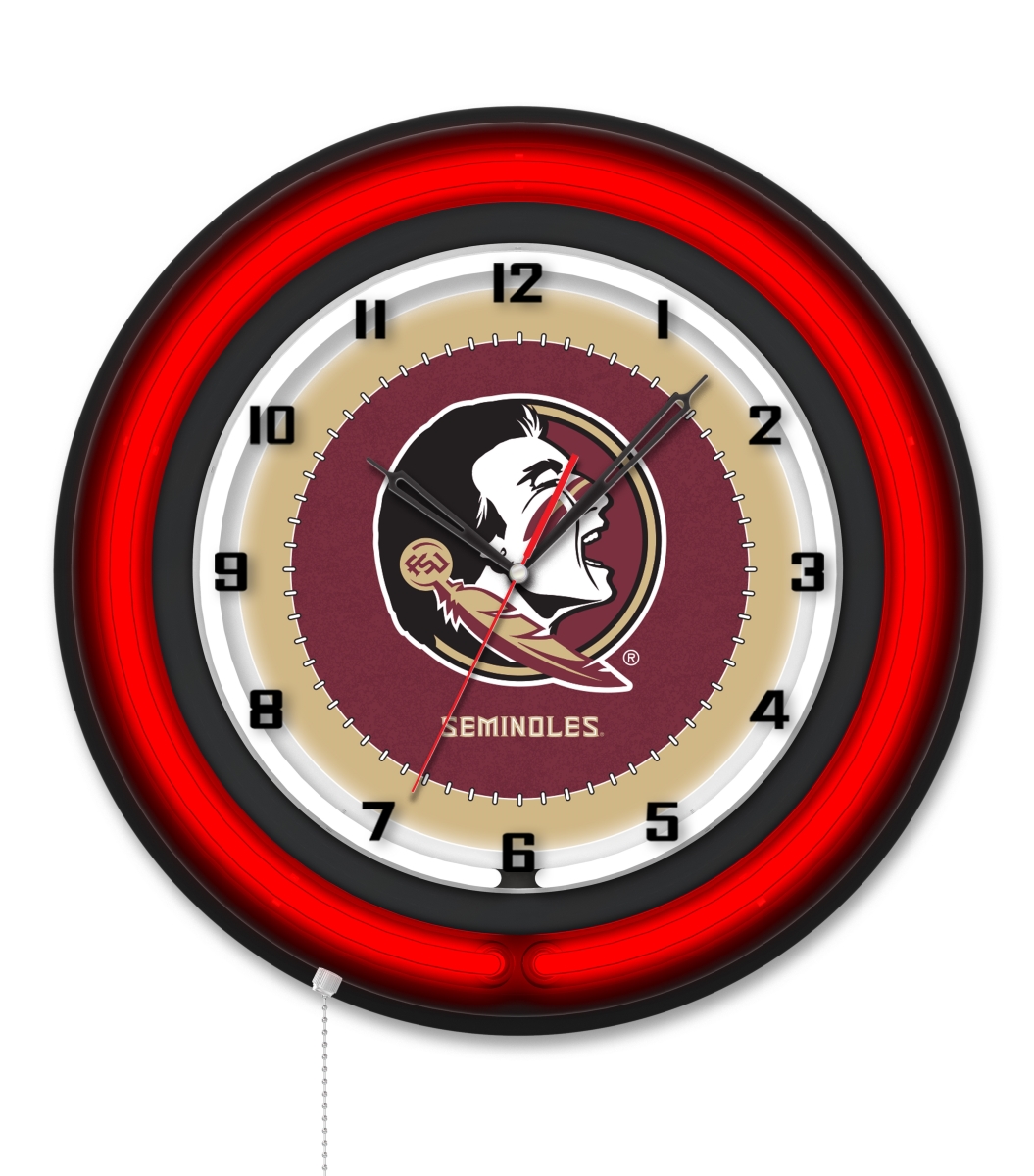 Clk19BKFSU-HD NCAA 19 in. Dia. Florida State Head Double Neon Wall Clock, Black