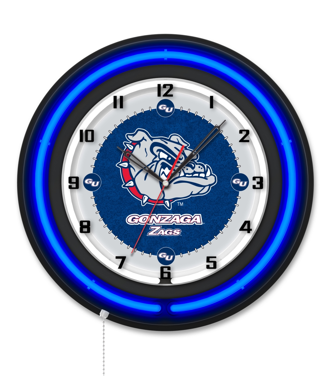 Clk19BKGonzga NCAA 19 in. Dia. Gonzaga Double Neon Wall Clock, Black