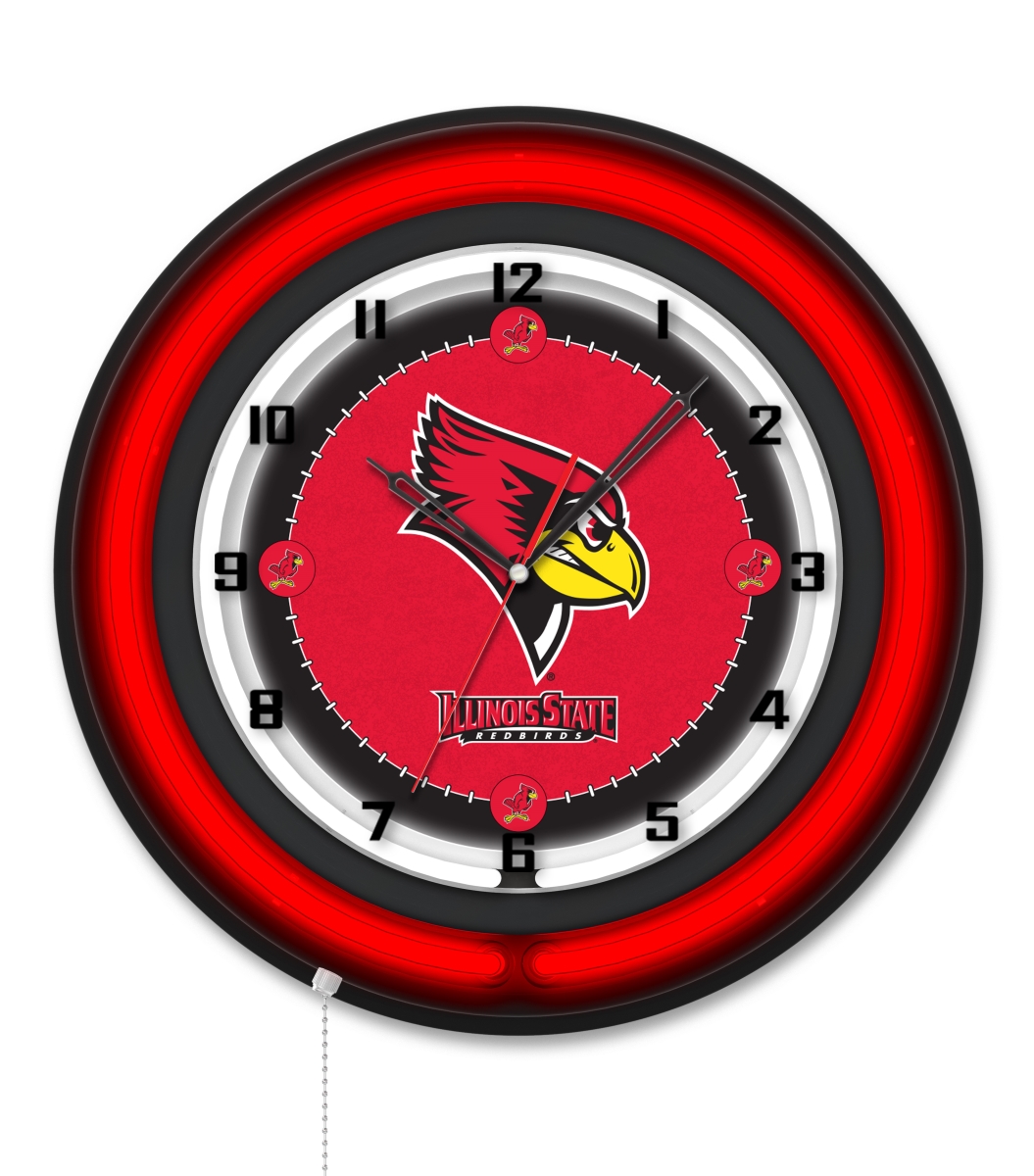 Clk19BKIllStU NCAA 19 in. Dia. Illinois State University Double Neon Wall Clock, Black