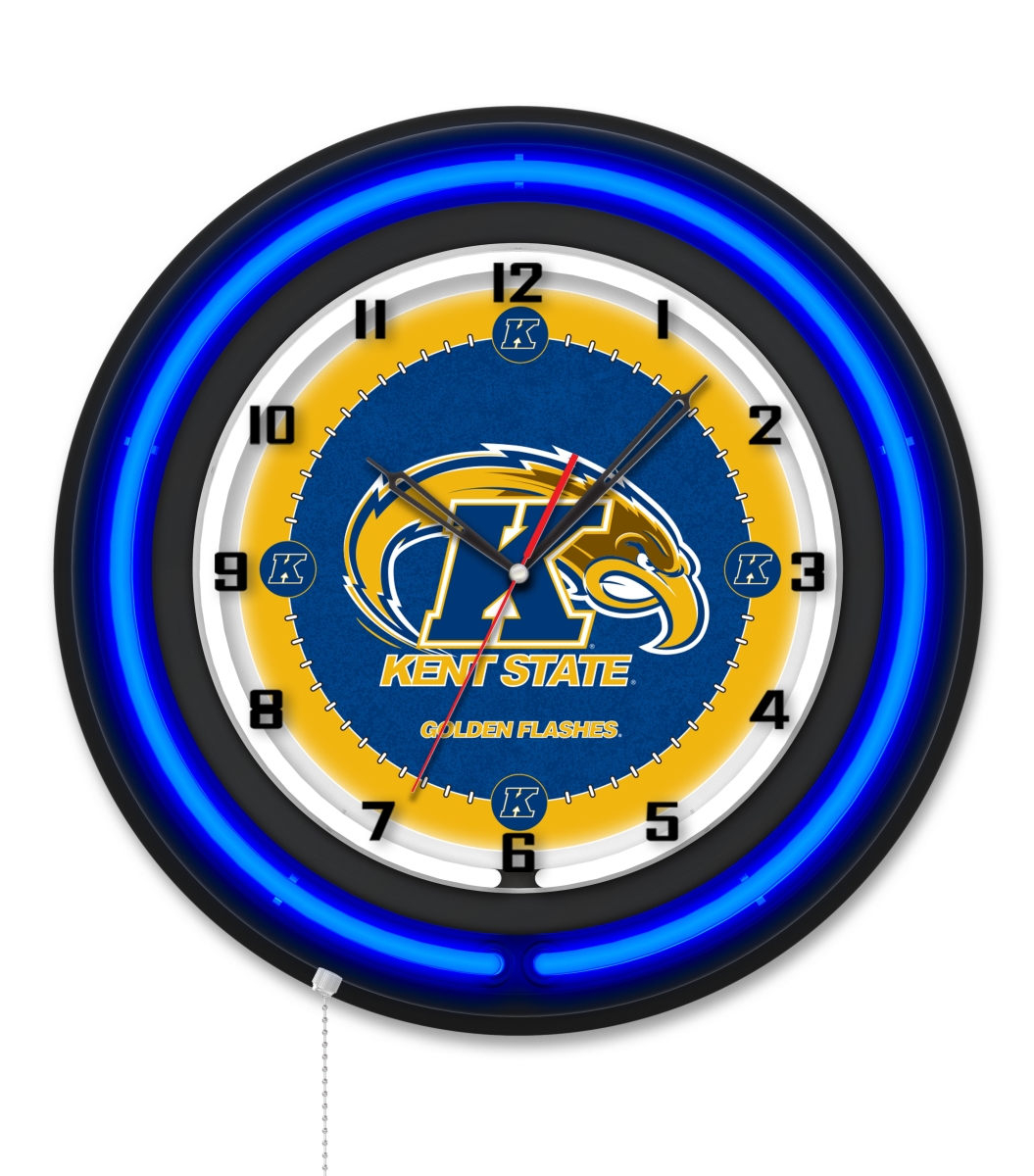 Clk19BKKentSt NCAA 19 in. Dia. Kent State University Double Neon Wall Clock, Black