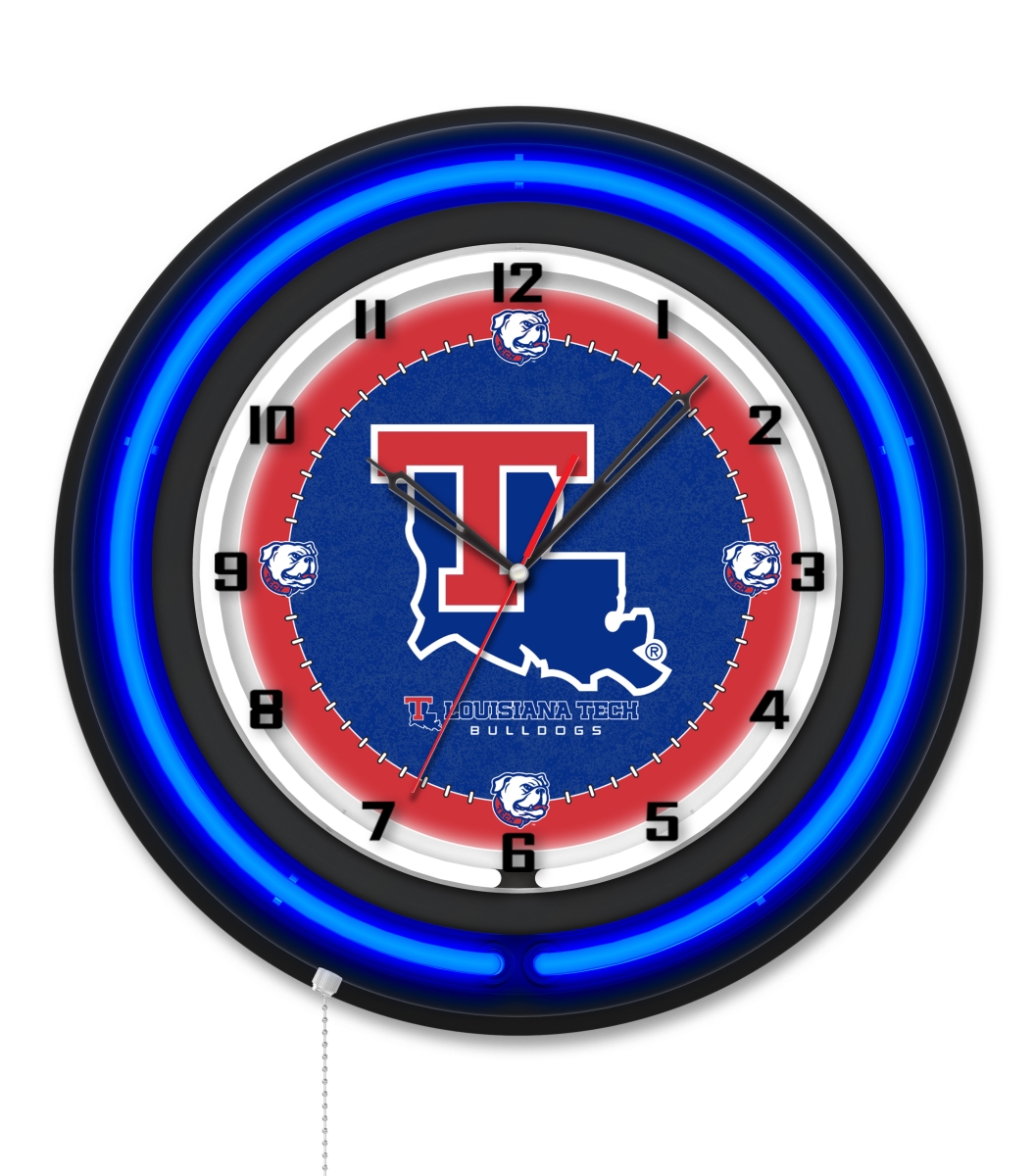 Clk19BKLaTech NCAA 19 in. Dia. Louisiana Tech University Double Neon Wall Clock, Black