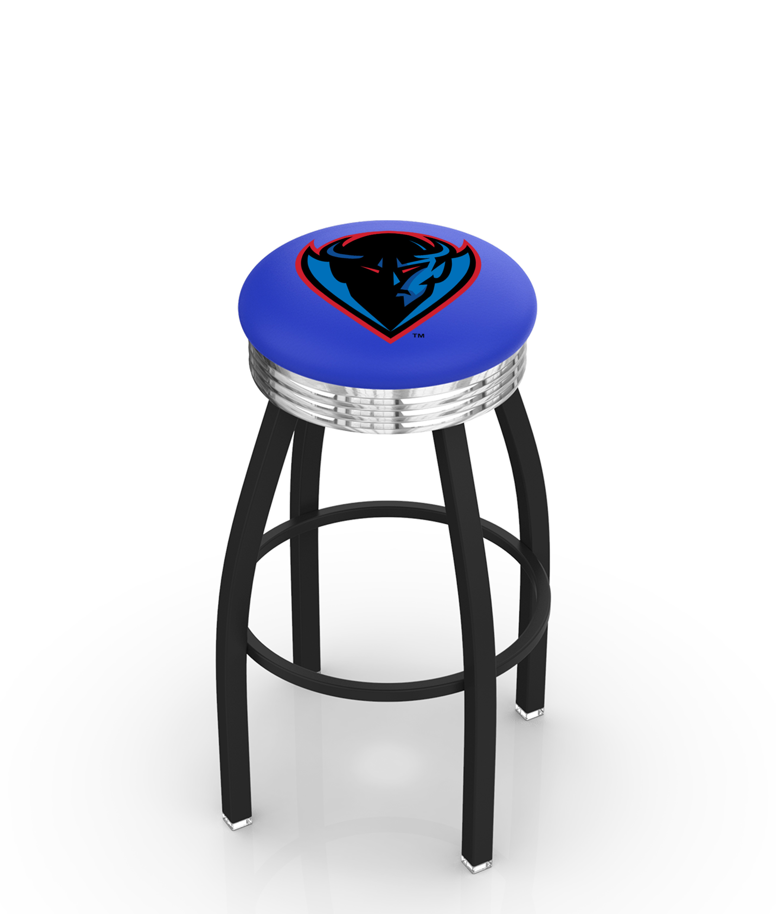 30" L8B3C - Black Wrinkle DePaul Swivel Bar Stool with Chrome 2.5" Ribbed Accent Ring by  Company