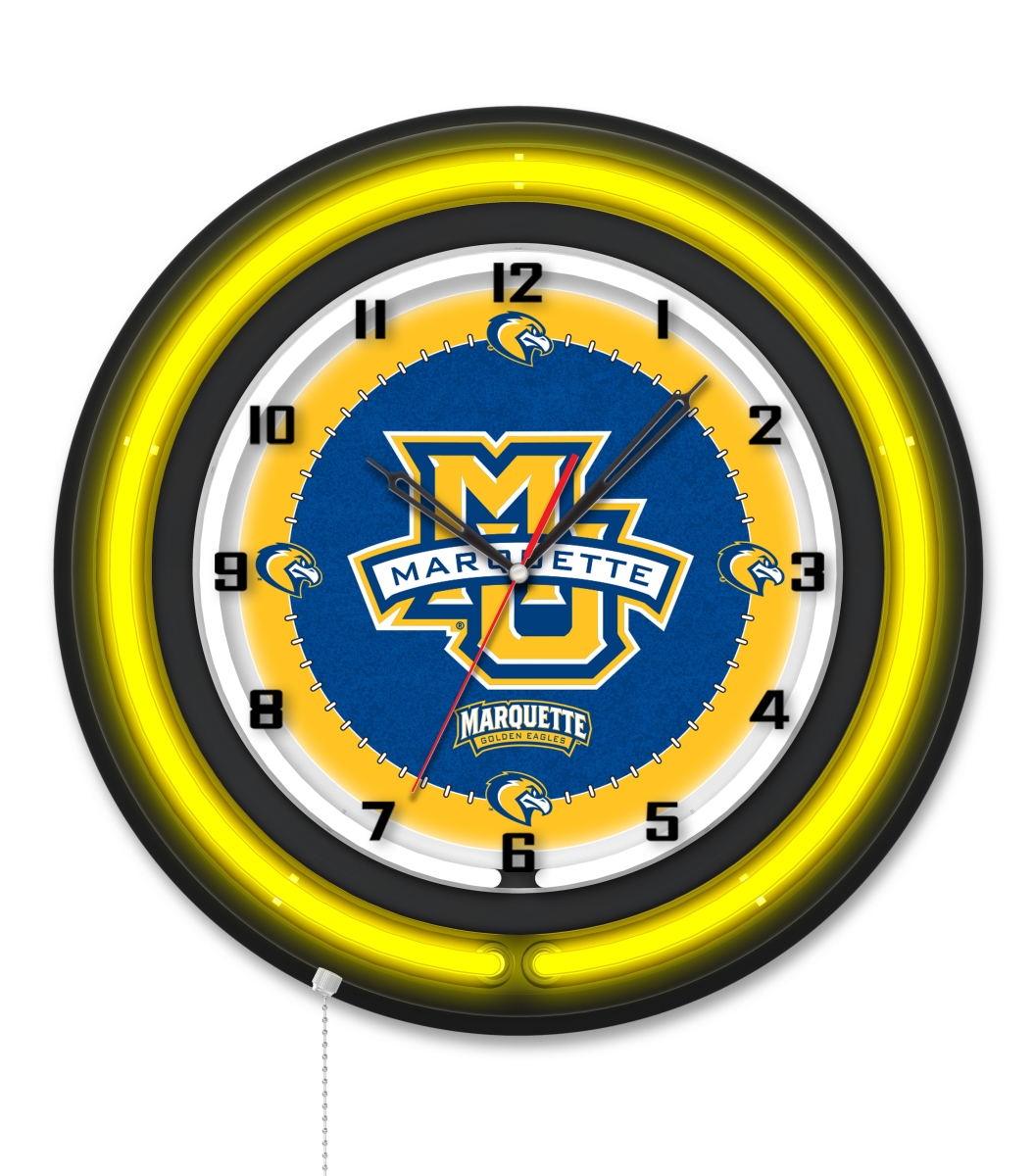 Clk19BKMrqtte NCAA 19 in. Dia. Marquette University Double Neon Wall Clock, Black