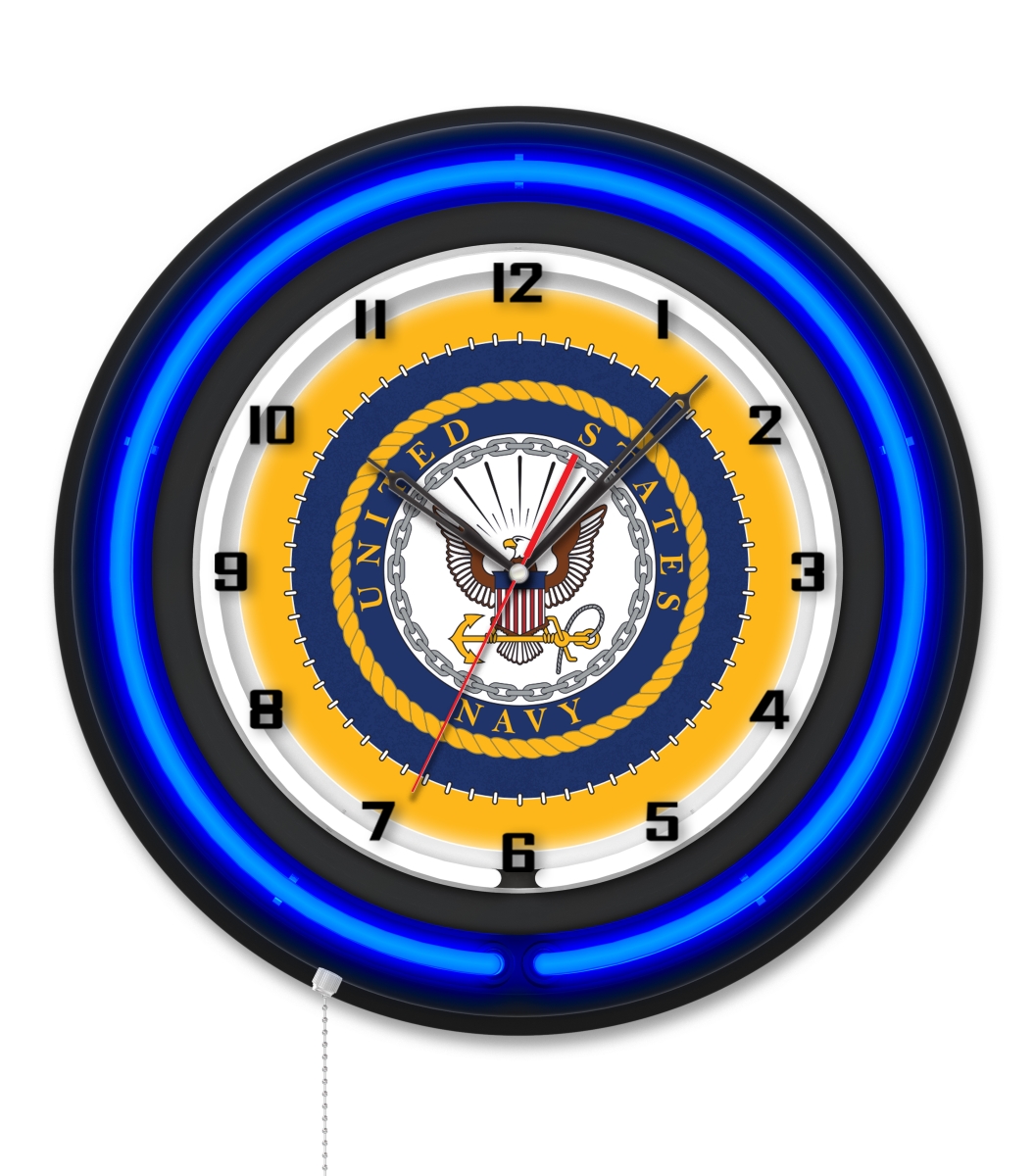 Clk19BKNavy 19 in. Dia. United States Navy Double Neon Wall Clock, Black