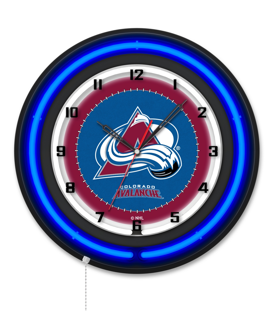 Clk19BKColAva NHL 19 in. Dia. Colorado Avalanche Double Neon Wall Clock, Black