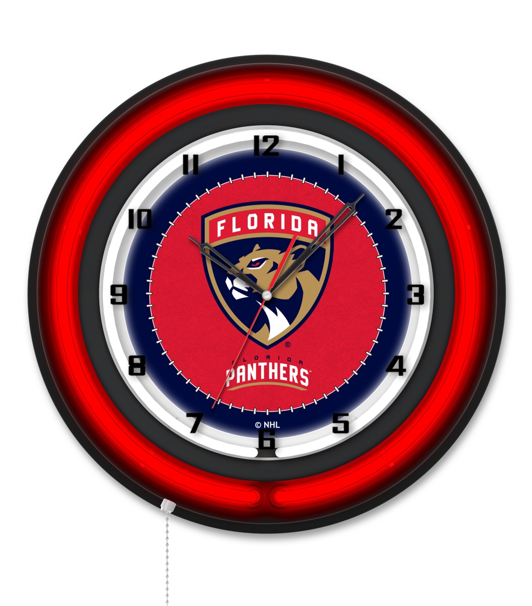 Clk19BKFlaPan NHL 19 in. Dia. Florida Panthers Double Neon Wall Clock, Black