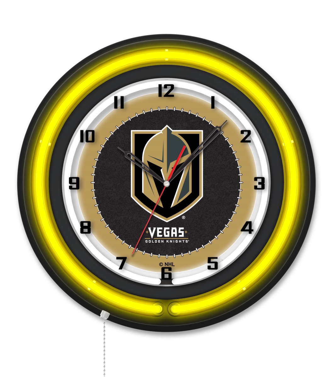 Clk19BKLVGdKn NHL 19 in. Dia. Vegas Golden Knights Double Neon Wall Clock, Black