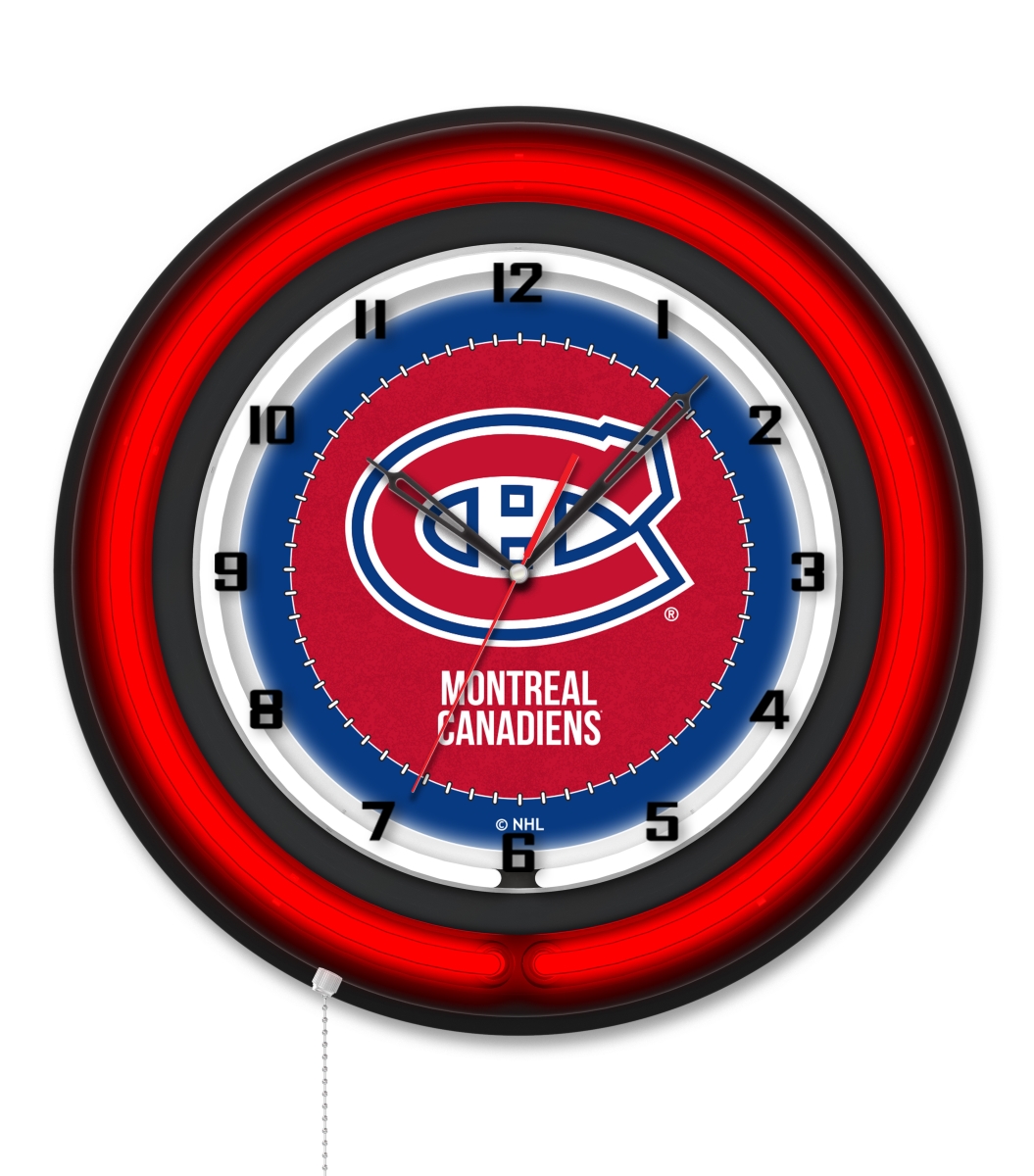 Clk19BKMonCan NHL 19 in. Dia. Montreal Canadiens Double Neon Wall Clock, Black