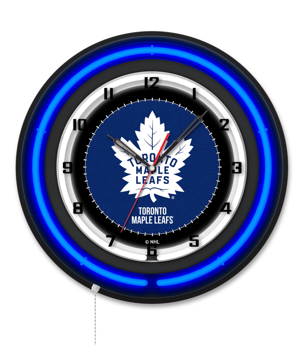 Clk19BKTorMpl NHL 19 in. Dia. Toronto Maple Leafs Double Neon Wall Clock, Black