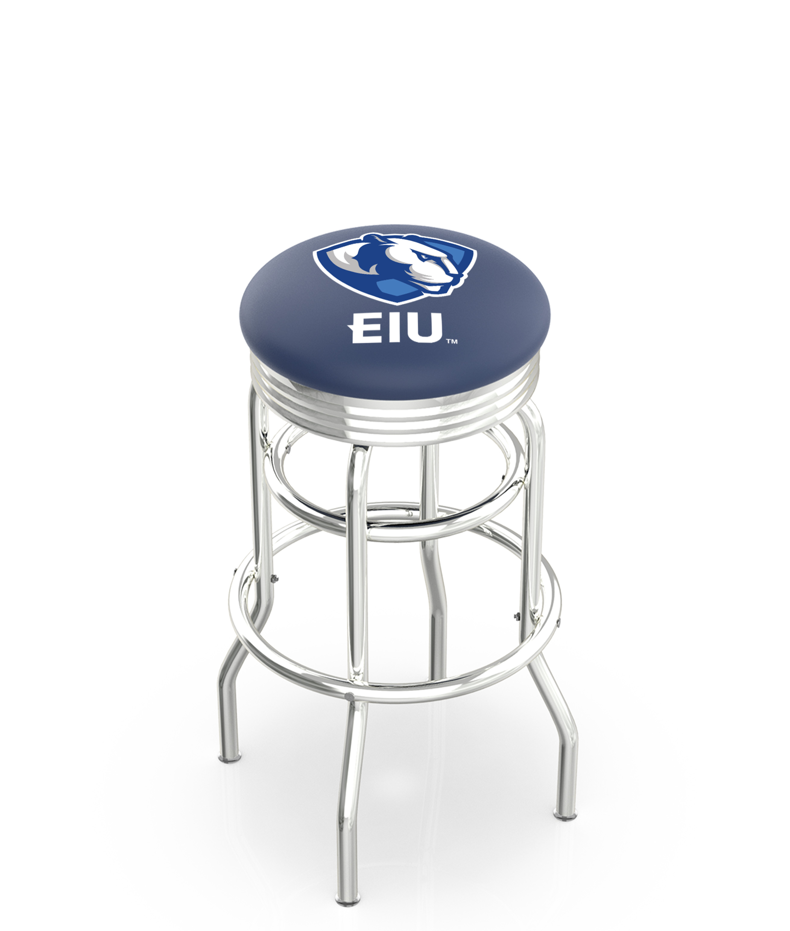 30" L7C3C - Chrome Double Ring Eastern Illinois Swivel Bar Stool with 2.5" Ribbed Accent Ring by  Company