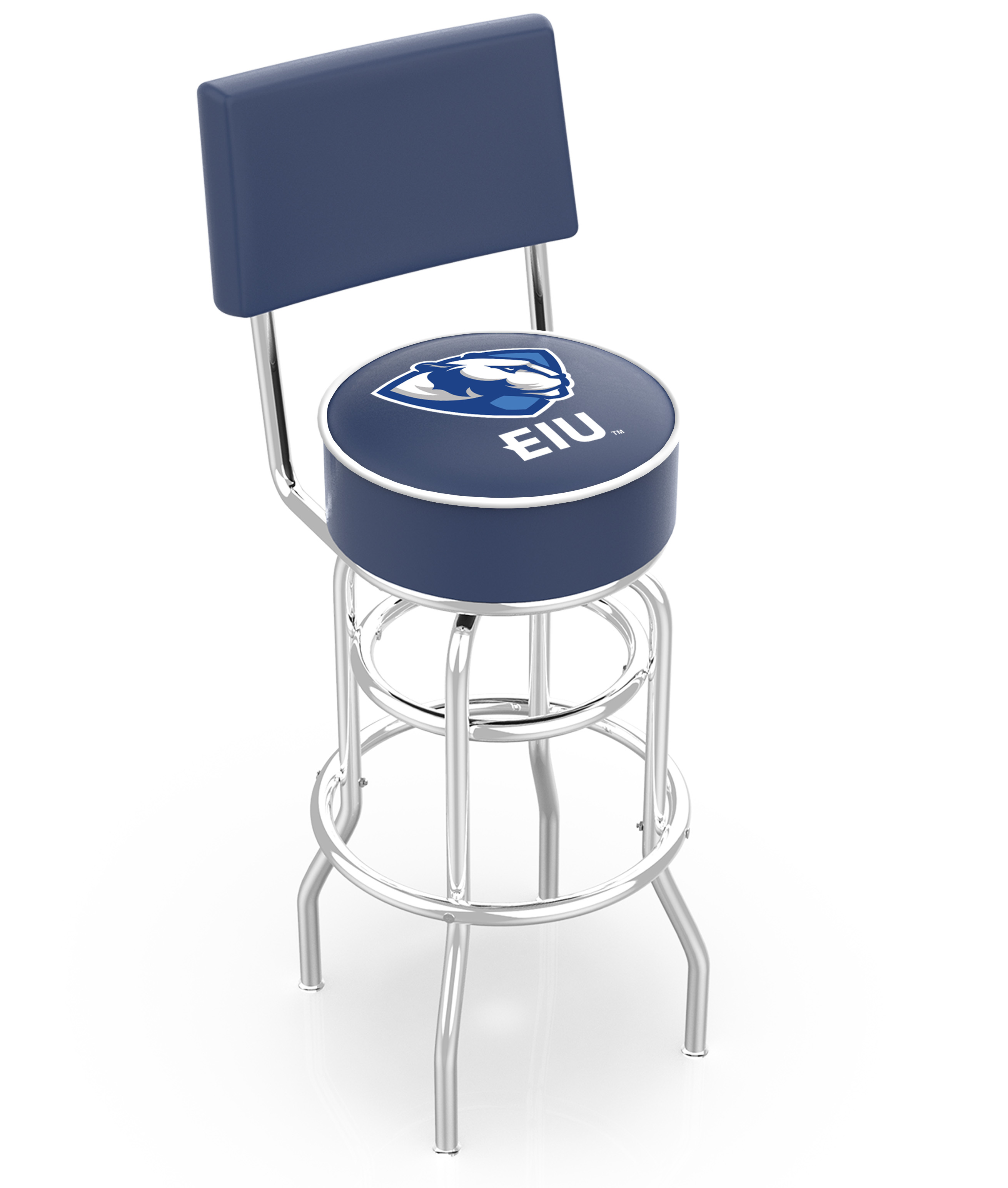 30" L7C4 - Chrome Double Ring Eastern Illinois Swivel Bar Stool with a Back by  Company