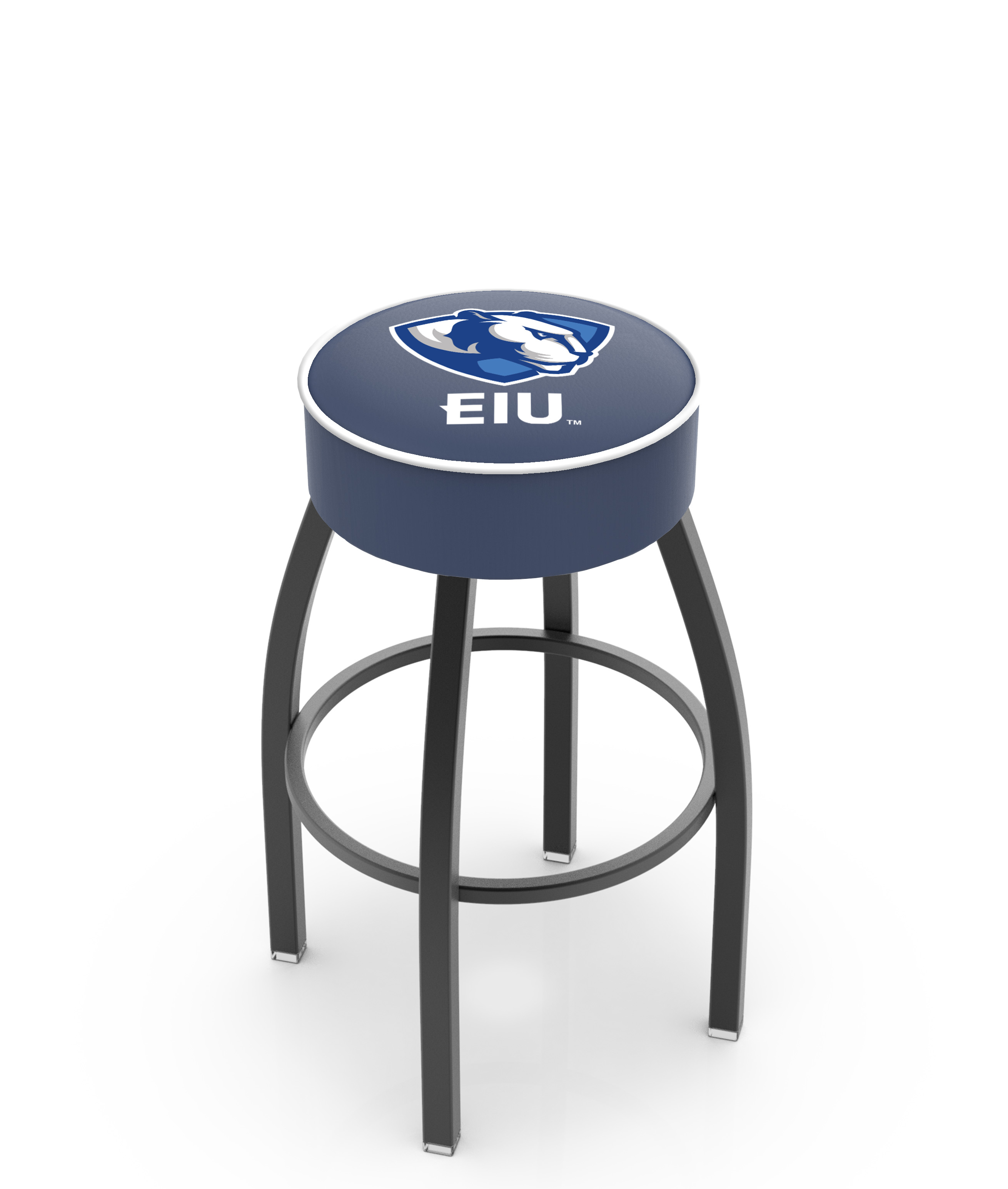30" L8B1 - 4" Eastern Illinois Cushion Seat with Black Wrinkle Base Swivel Bar Stool by  Company