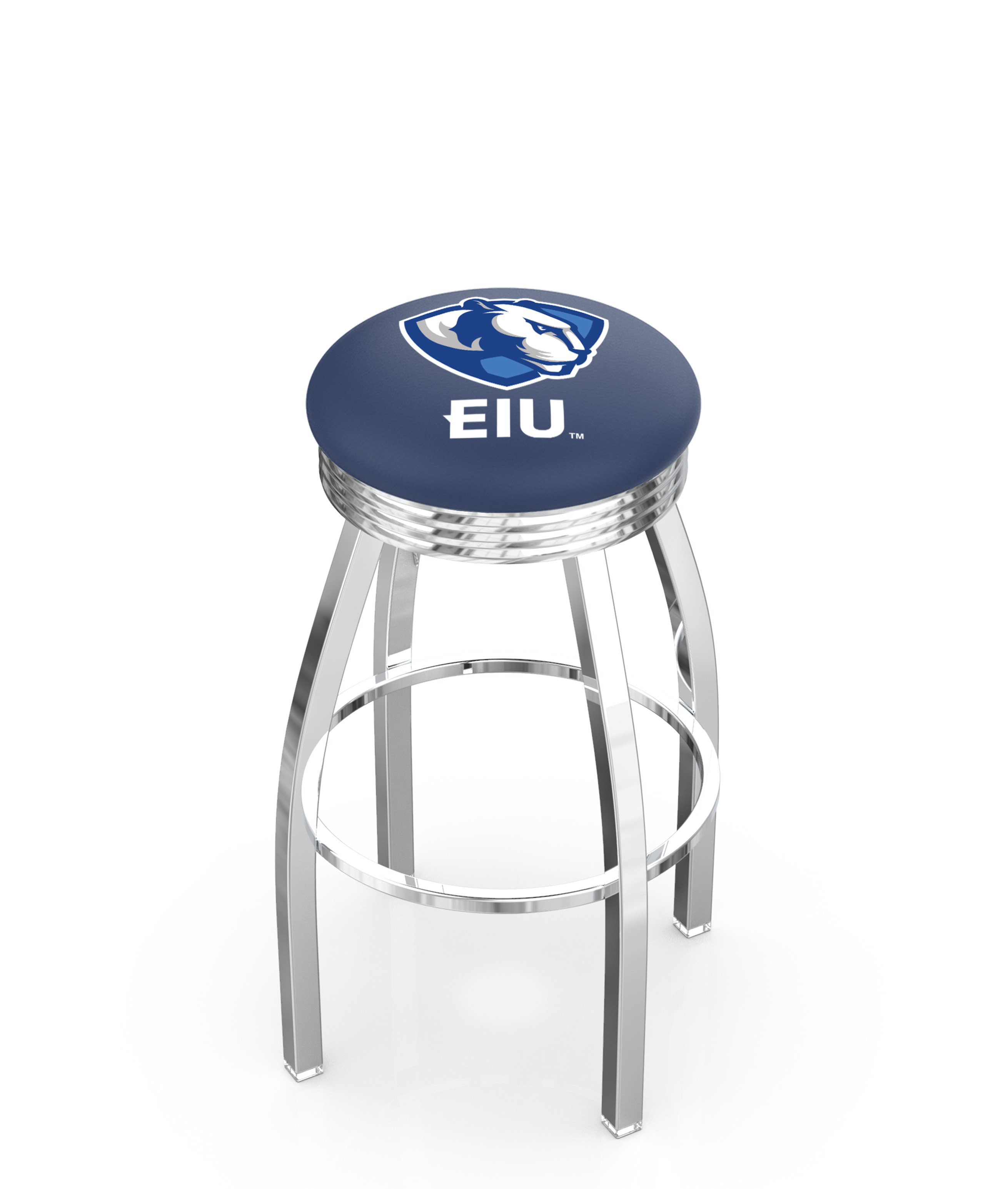 30" L8C3C - Chrome Eastern Illinois Swivel Bar Stool with 2.5" Ribbed Accent Ring by  Company