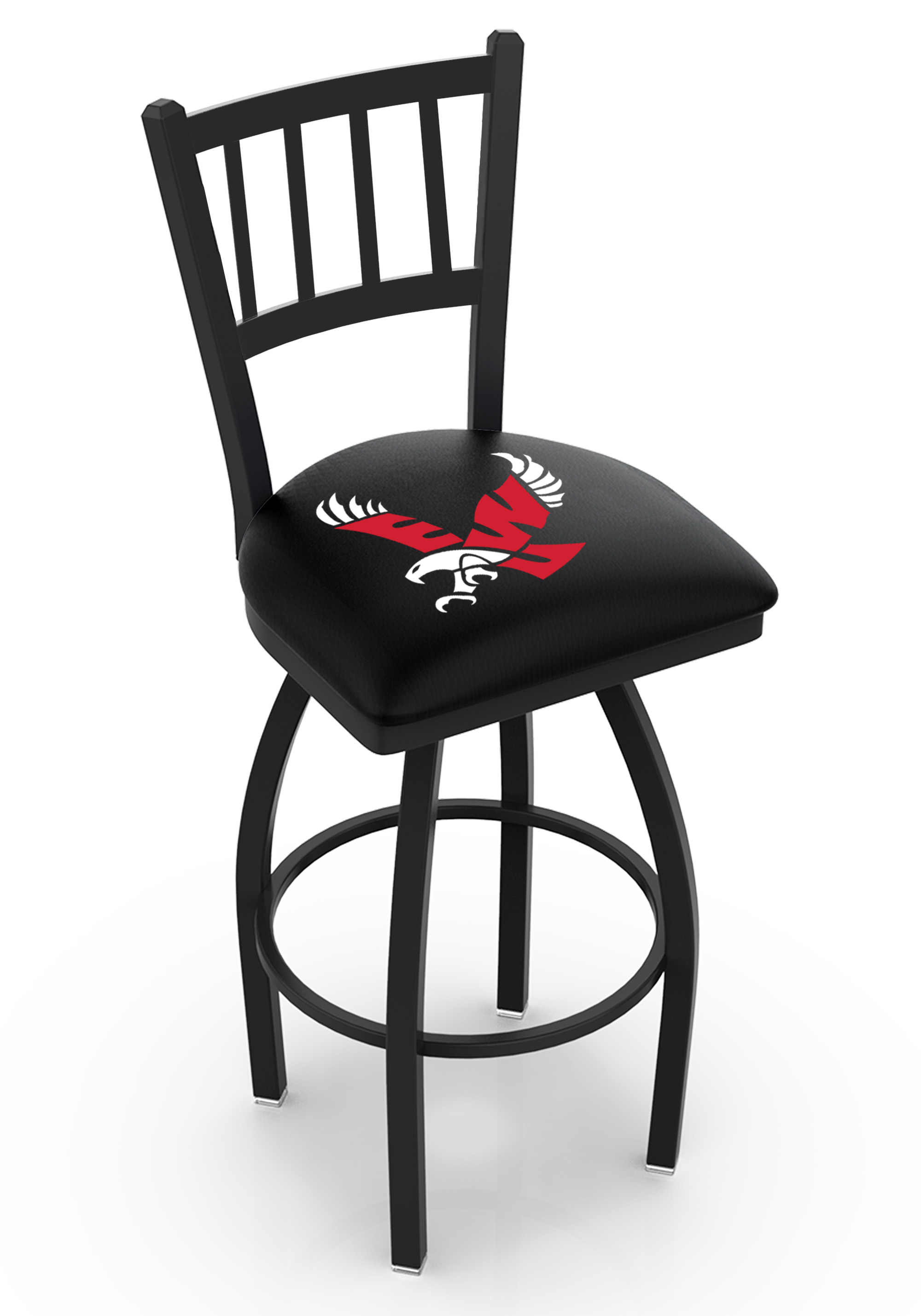 L018 - 30" Black Wrinkle Eastern Washington Swivel Bar Stool with Jailhouse Style Back by  Co.