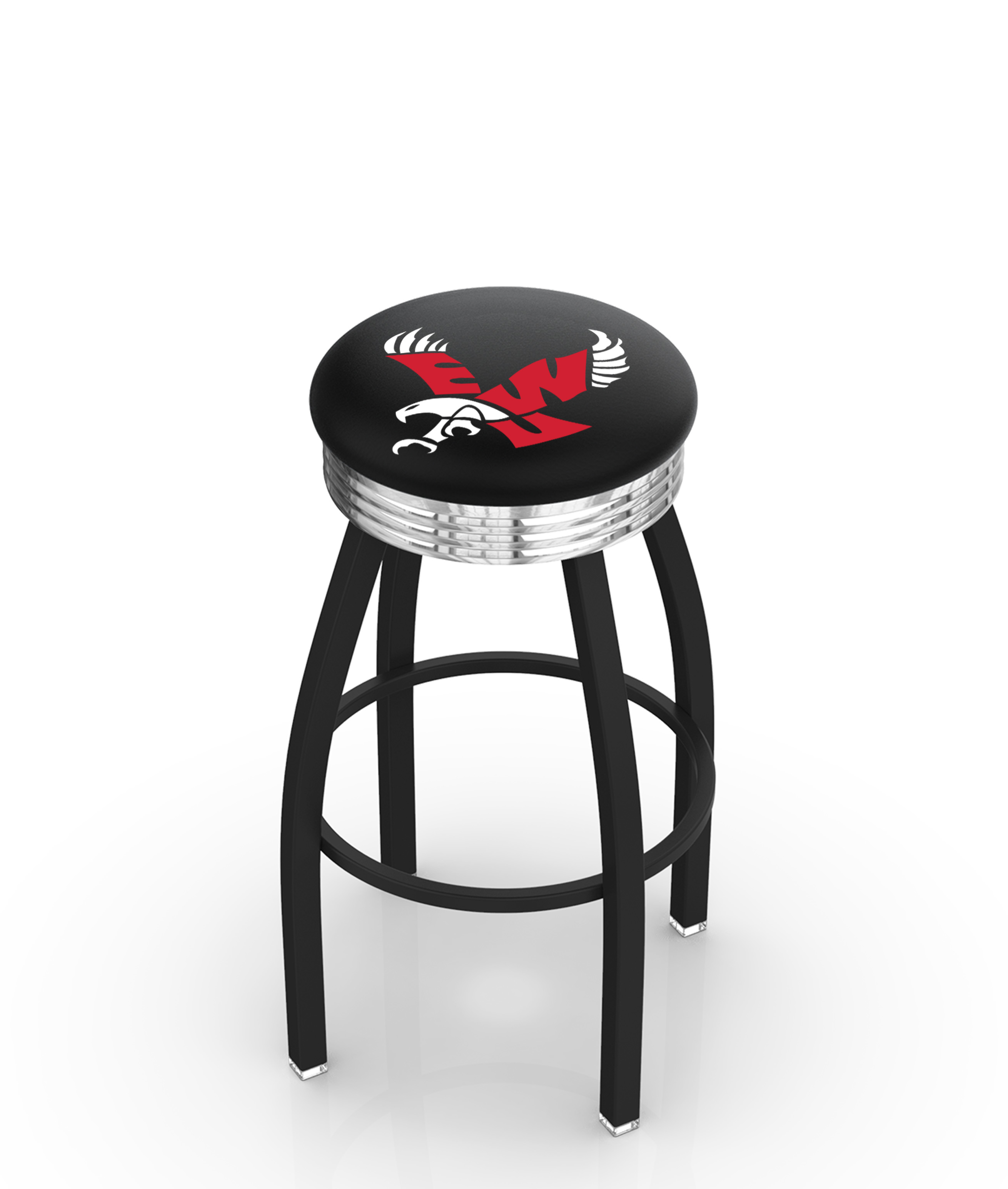 30" L8B3C - Black Wrinkle Eastern Washington Swivel Bar Stool with Chrome 2.5" Ribbed Accent Ring by  Company