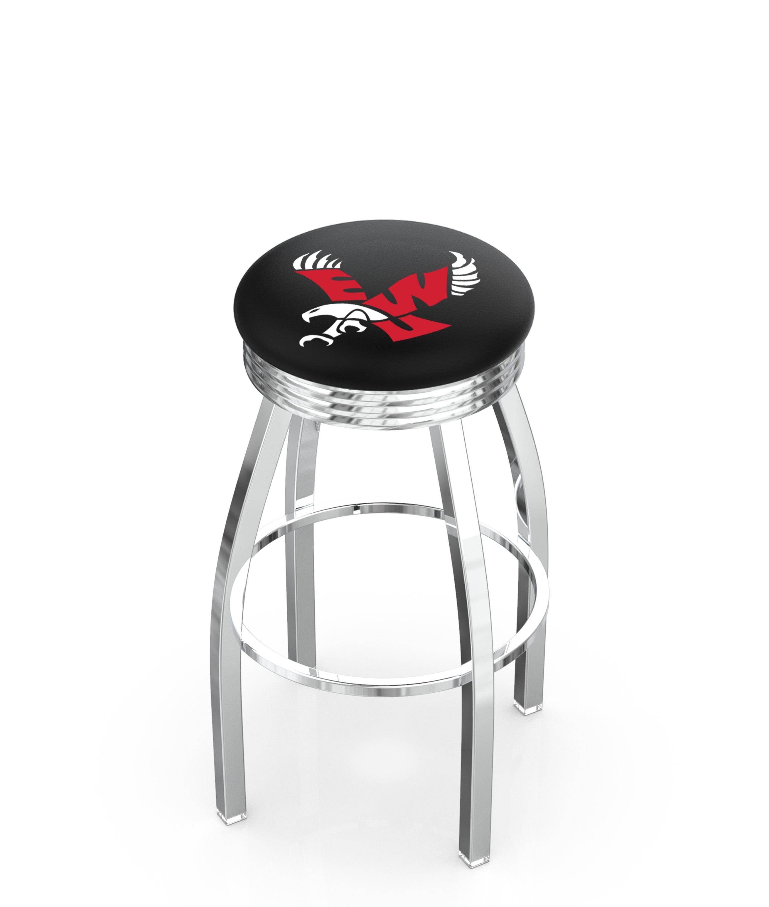 25" L8C3C - Chrome Eastern Washington Swivel Bar Stool with 2.5" Ribbed Accent Ring by  Company